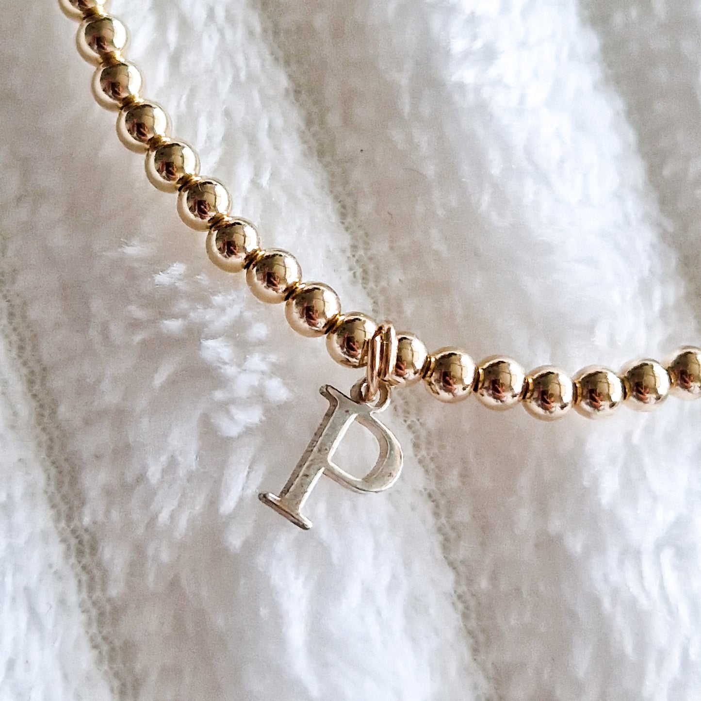 Gold Bobble Bracelet - Silver Initial