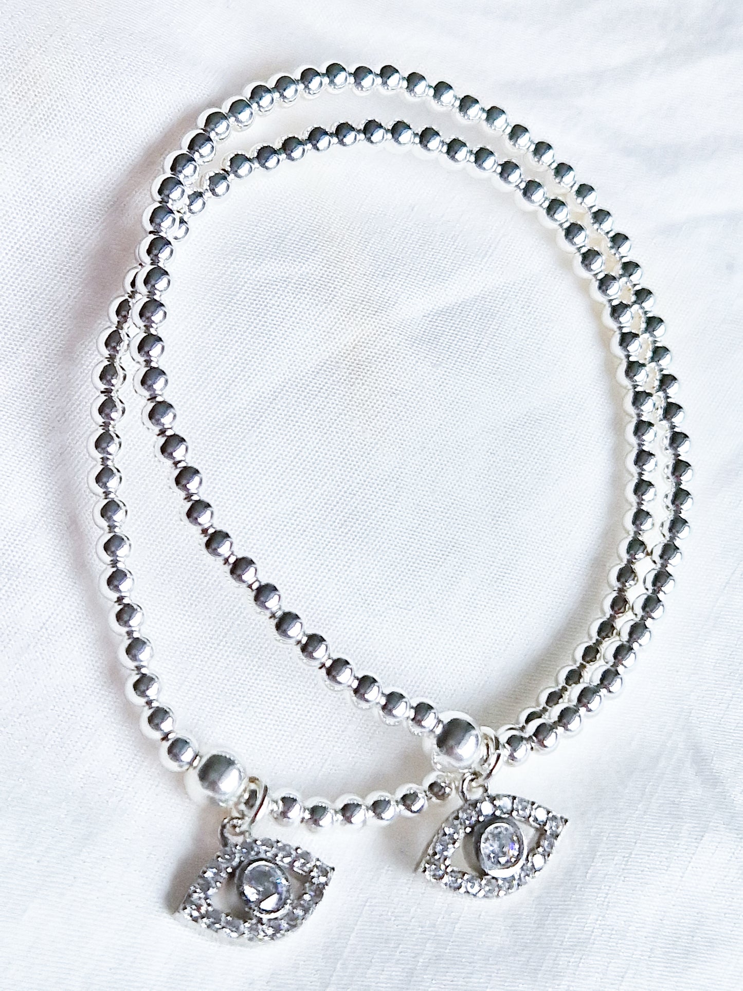 Silver Bobble Bracelet - Crystal Eye