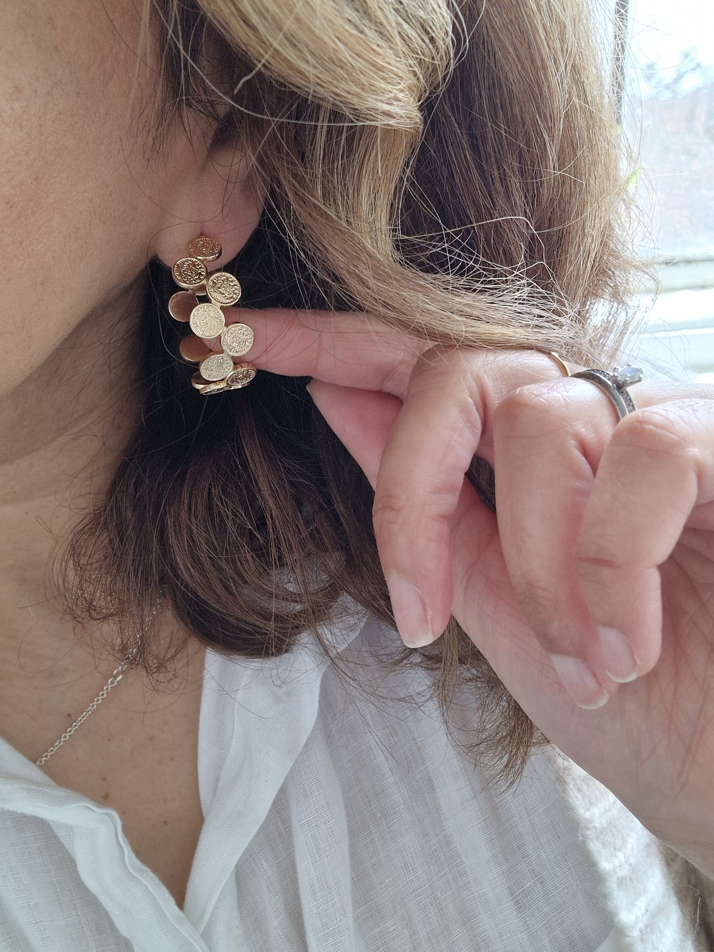 Gold 'Coin' Hoops