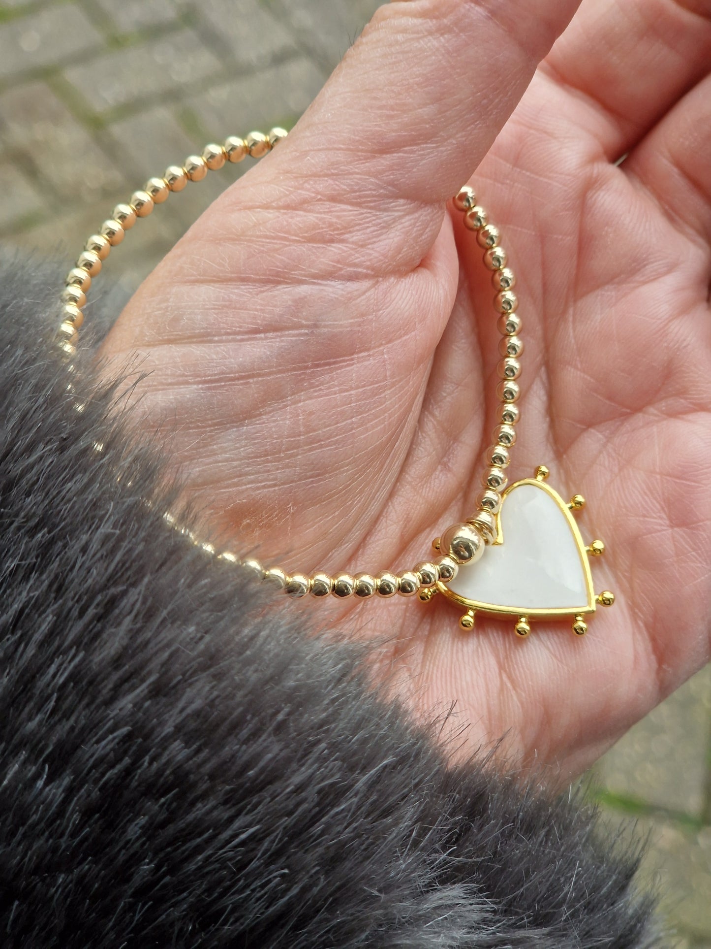 Gold Bobble Bracelet - 'Angel Love' Charm