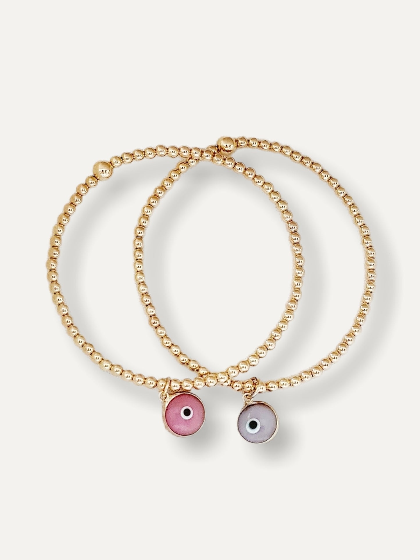 Gold Bobble Bracelet - Colourful Evil Eye