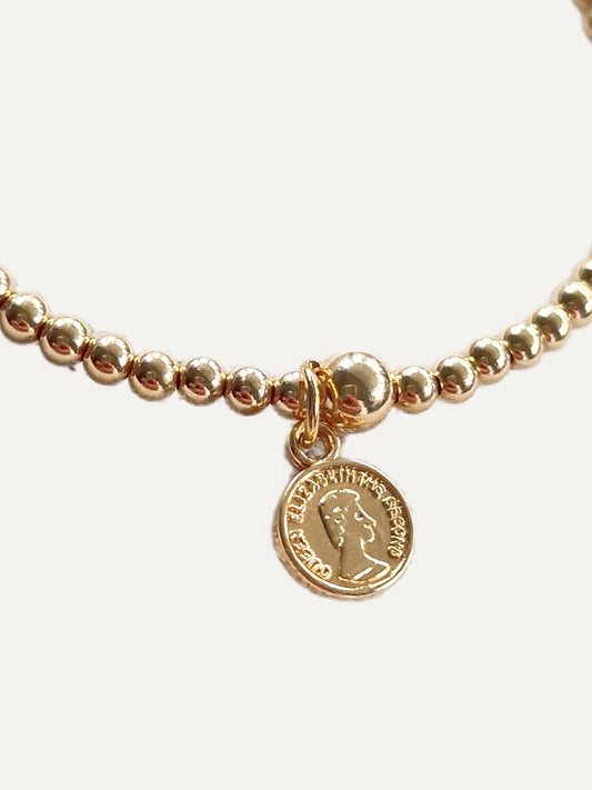 Gold Bobble Bracelet-Gold Lucky Penny Charm