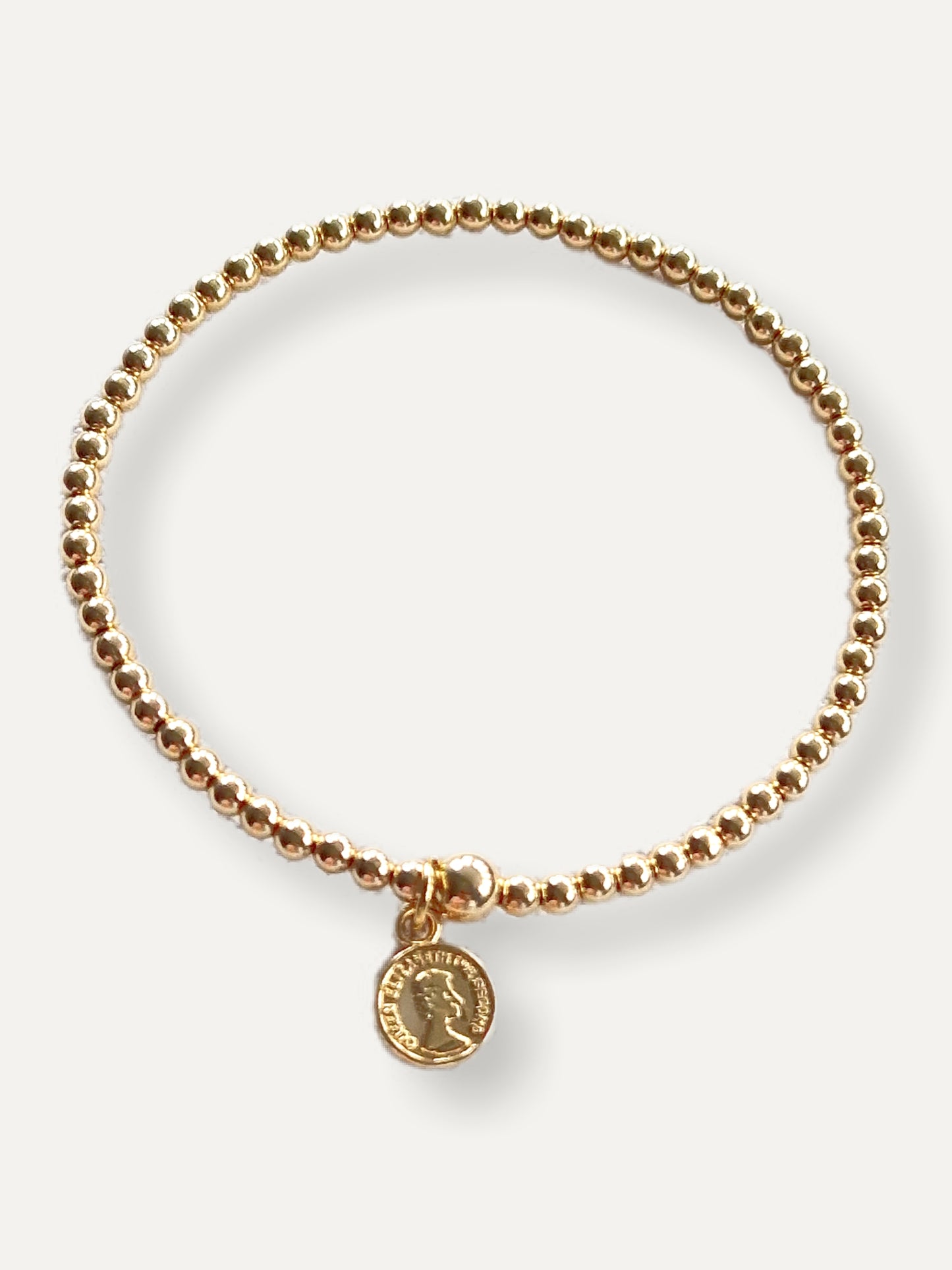 Gold Bobble Bracelet-Gold Lucky Penny Charm