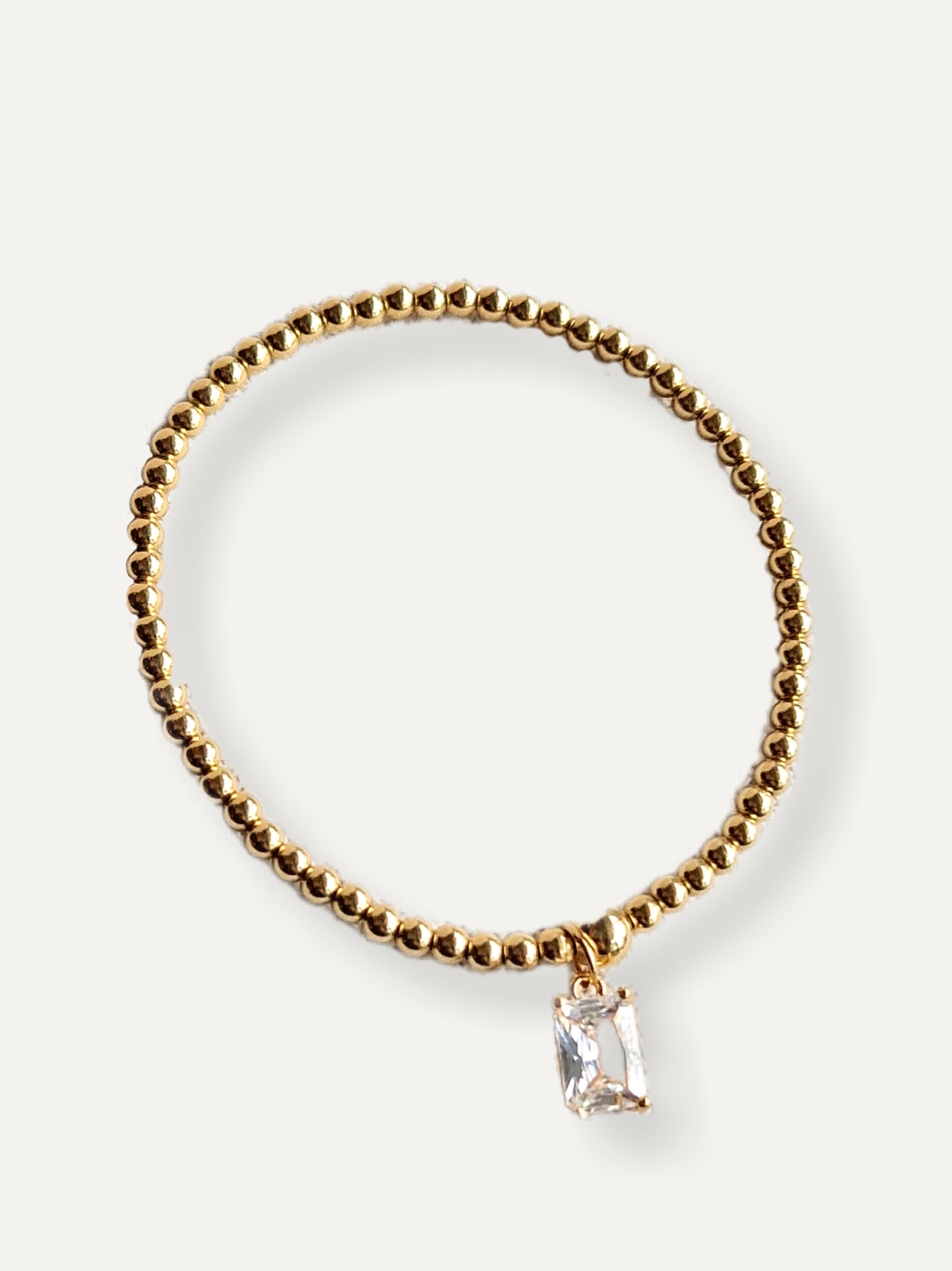 Gold Bobble Bracelet - Crystal Baguette