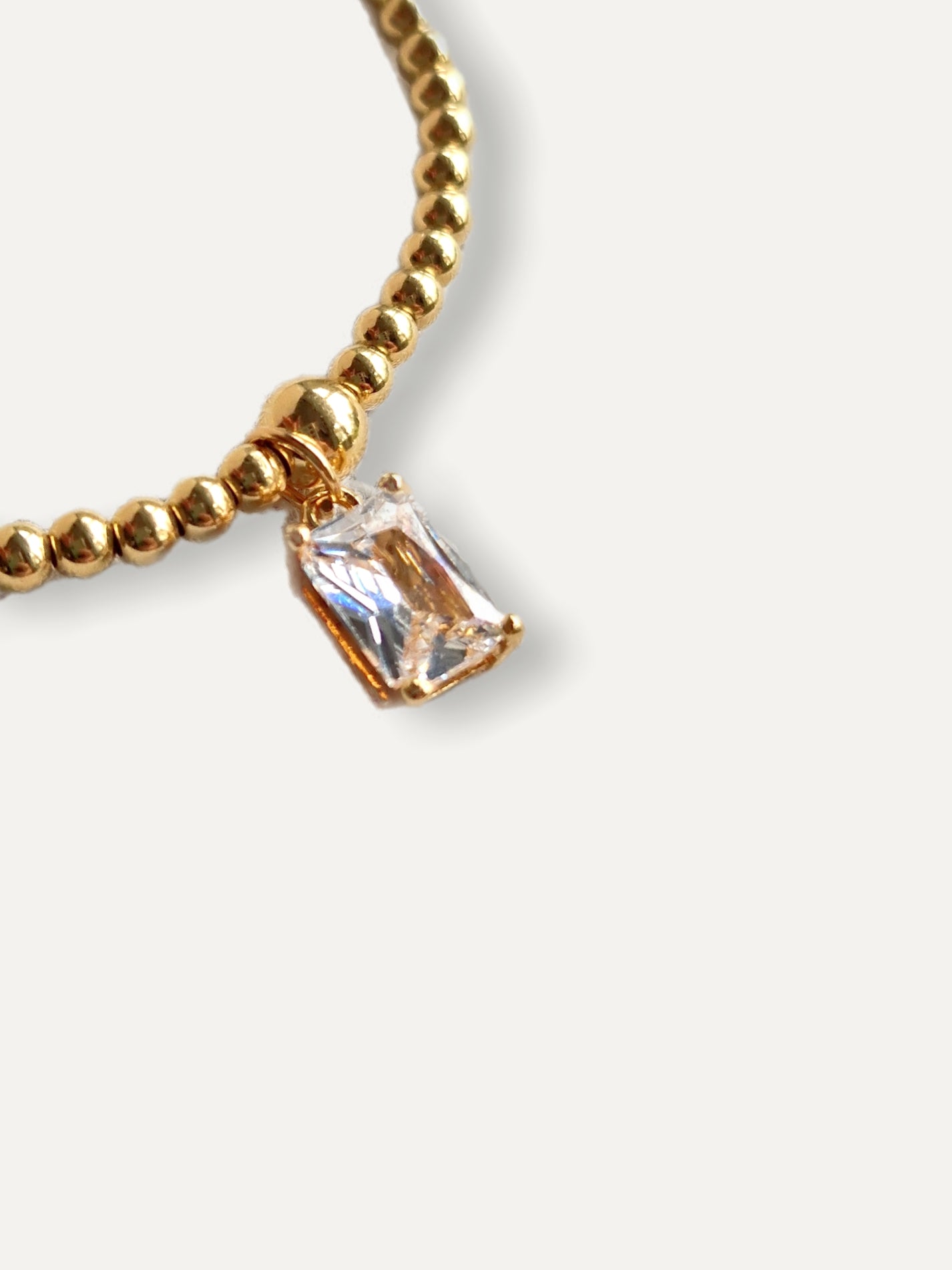 Gold Bobble Bracelet - Crystal Baguette