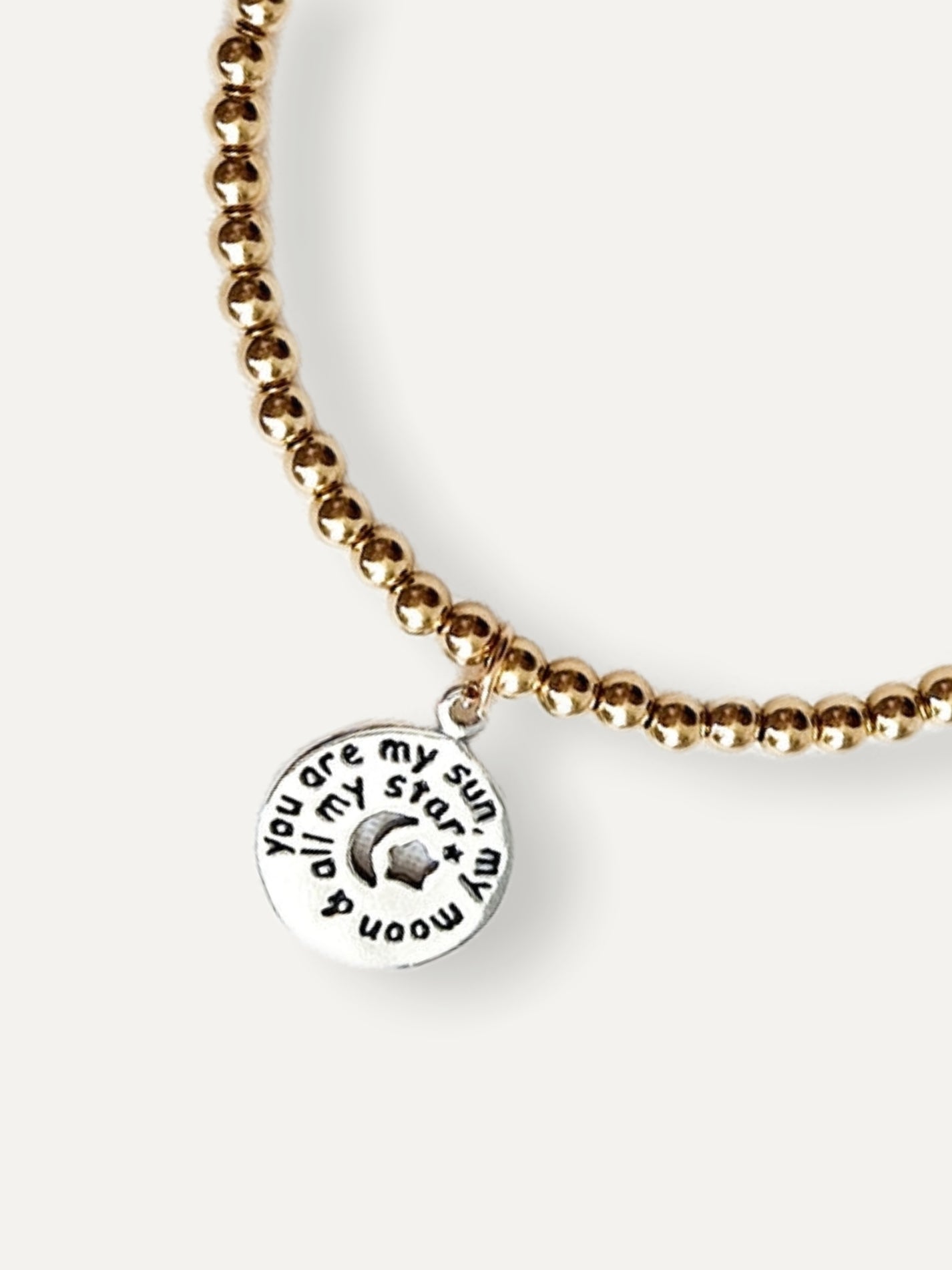 Gold Bobble Bracelet - Silver Love Charm
