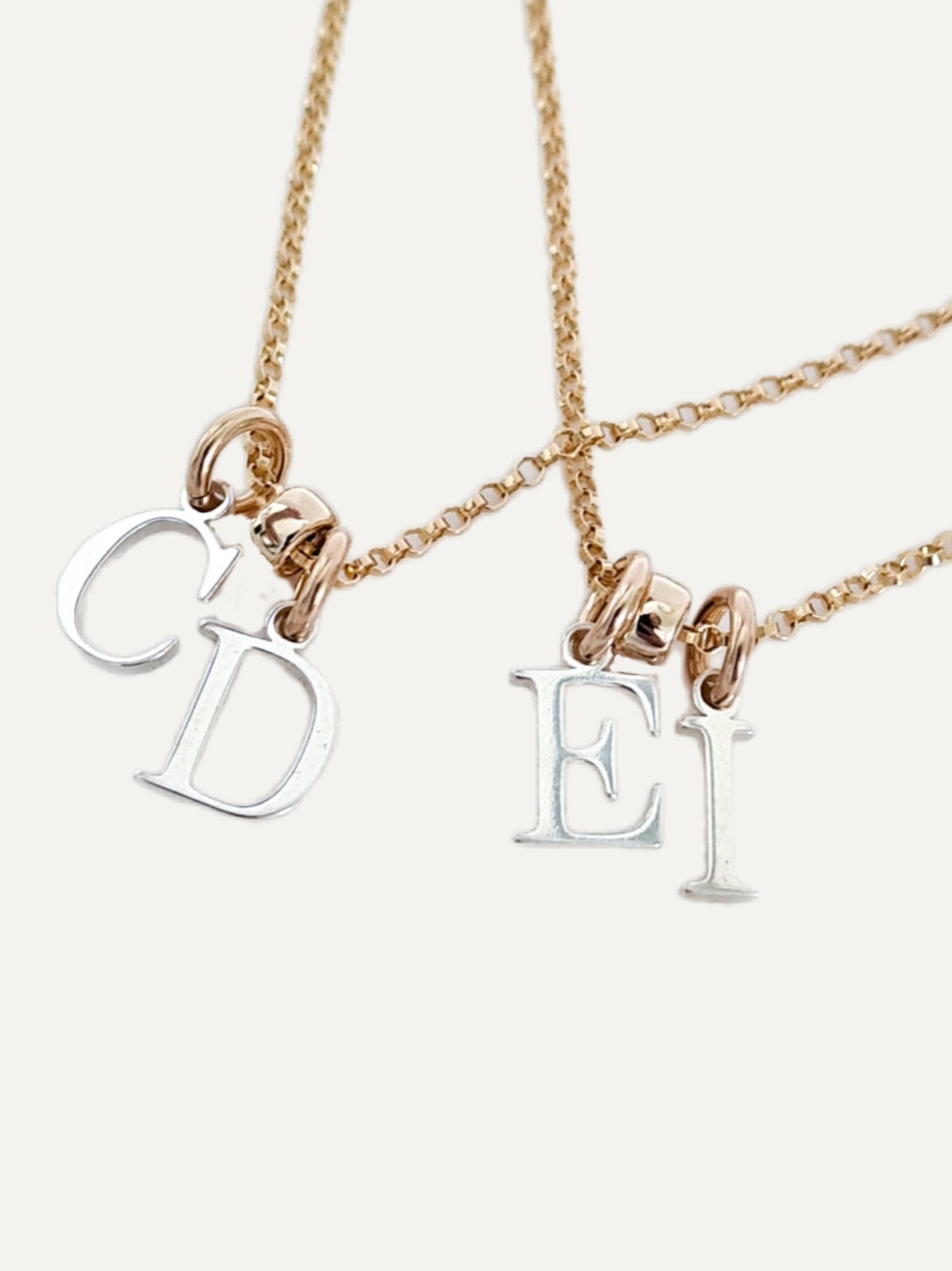 Gold Necklace - Silver Initials