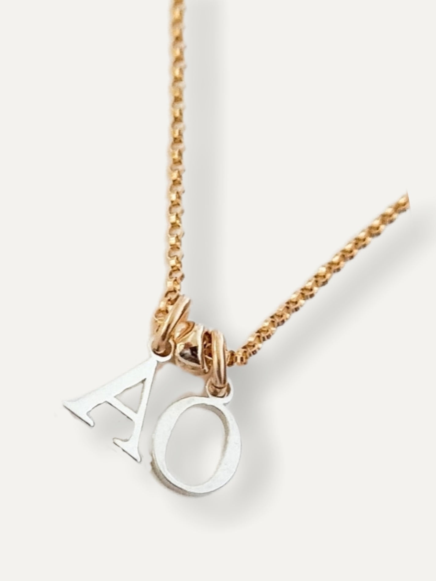Gold Necklace - Silver Initials