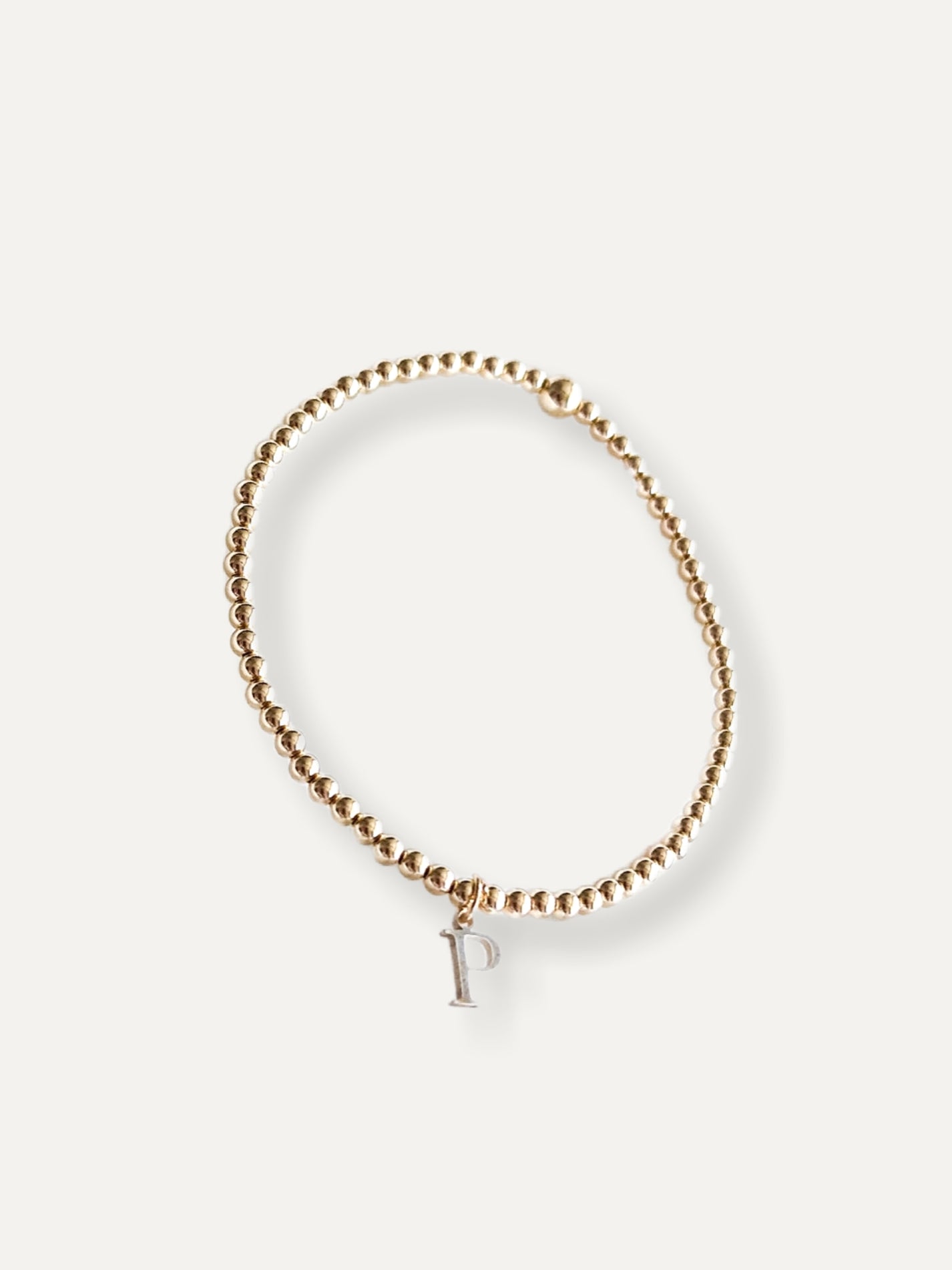 Gold Bobble Bracelet - Silver Initial