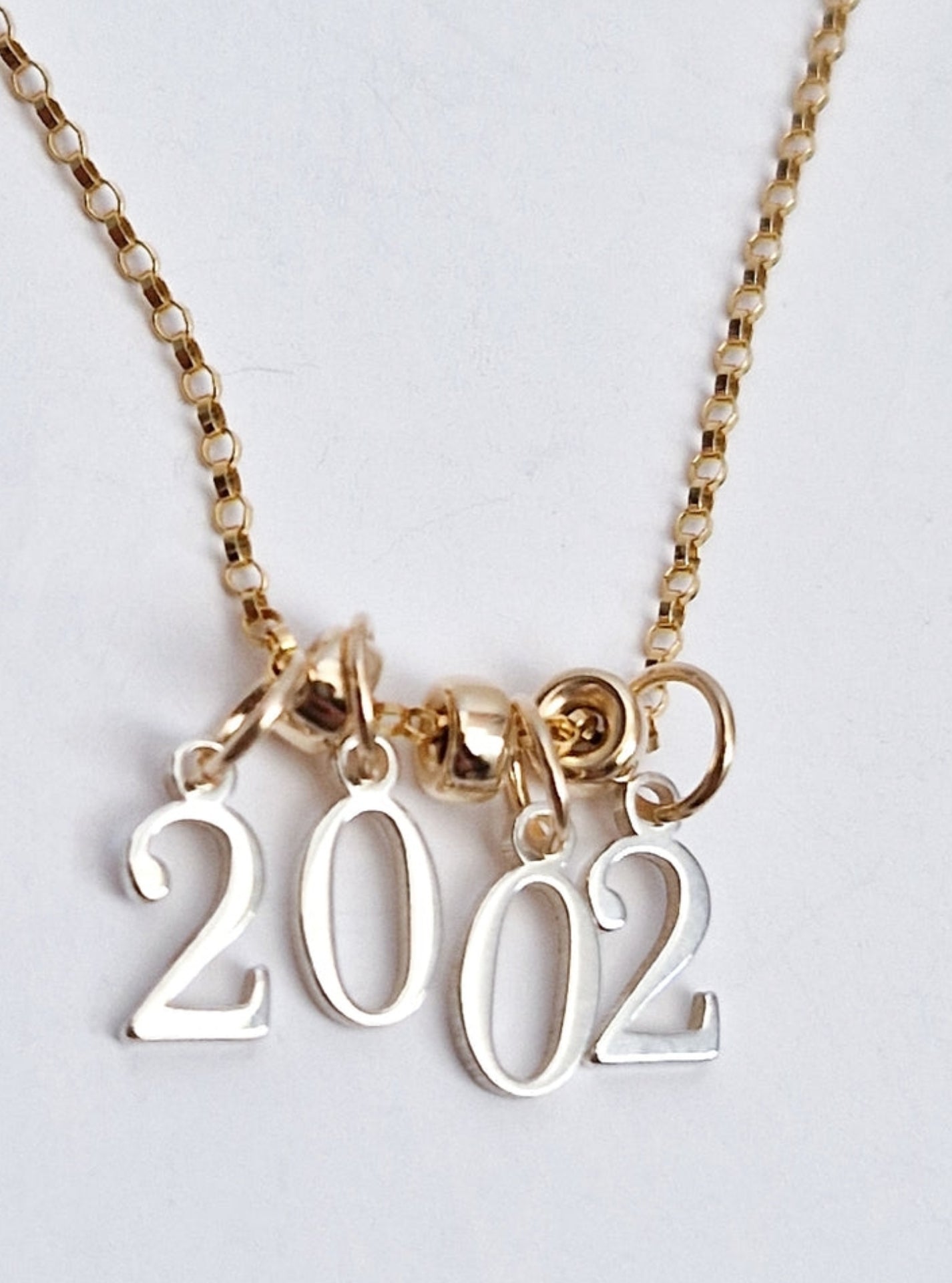 Gold Necklace - Silver Numbers