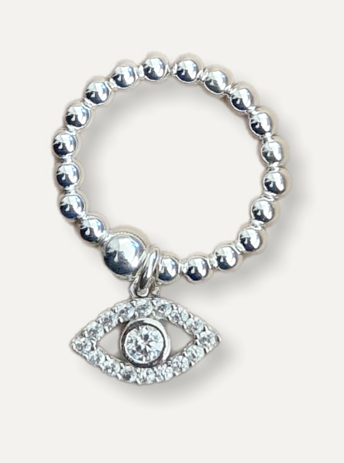 Silver Bobble Ring - Crystal Eye