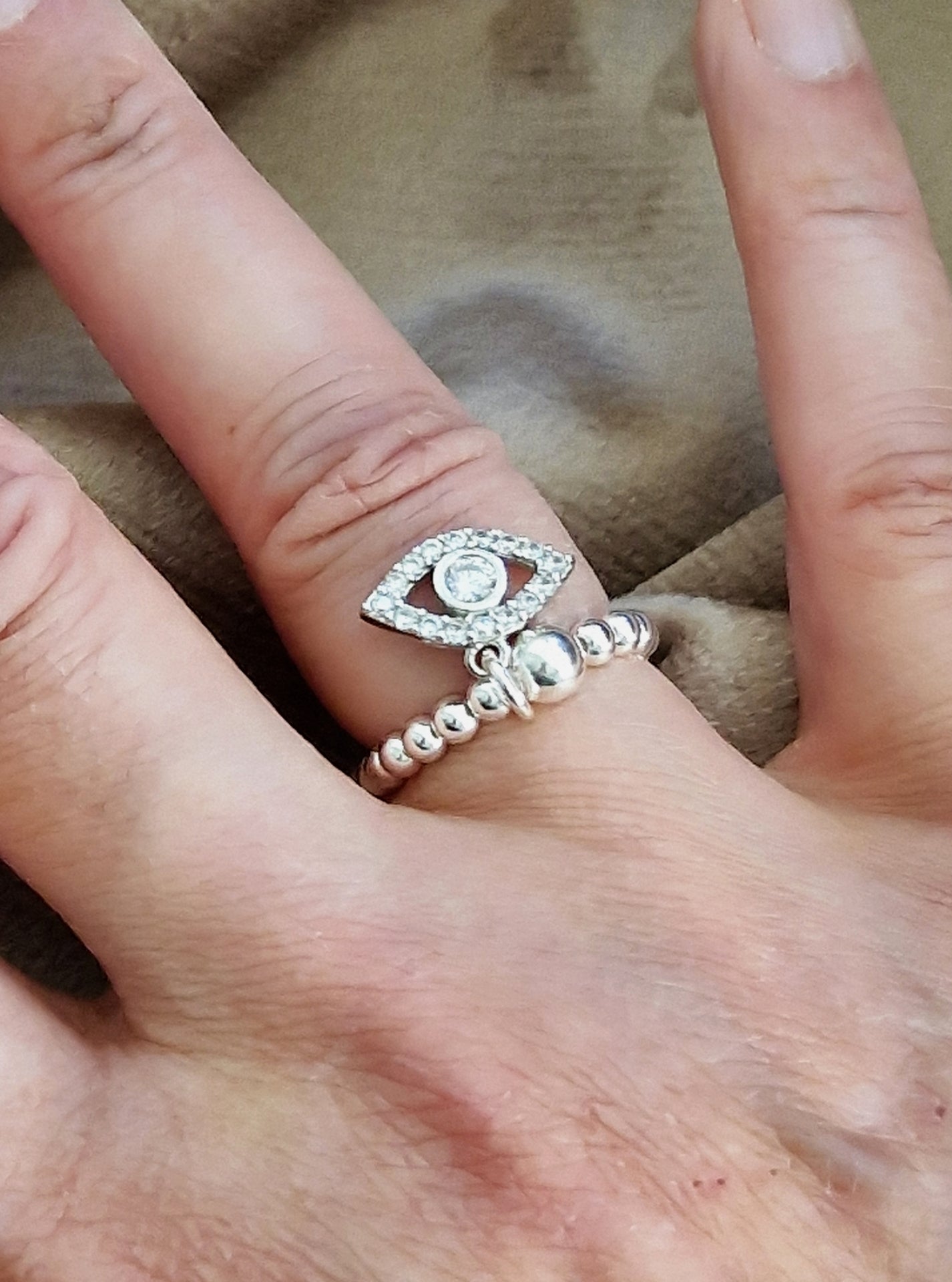 Silver Bobble Ring - Crystal Eye