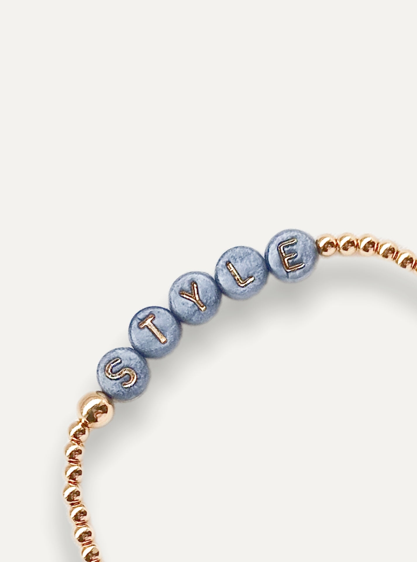 Gold Bobble Bracelet - Grey Letters