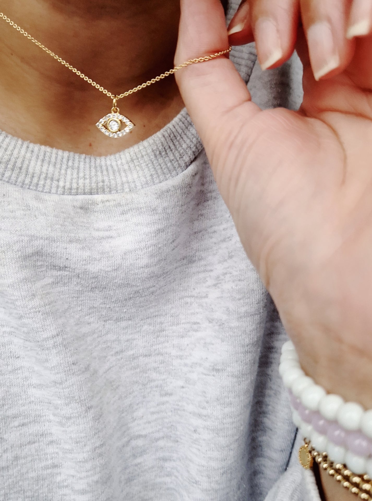 Gold Necklace - Gold Crystal Eye