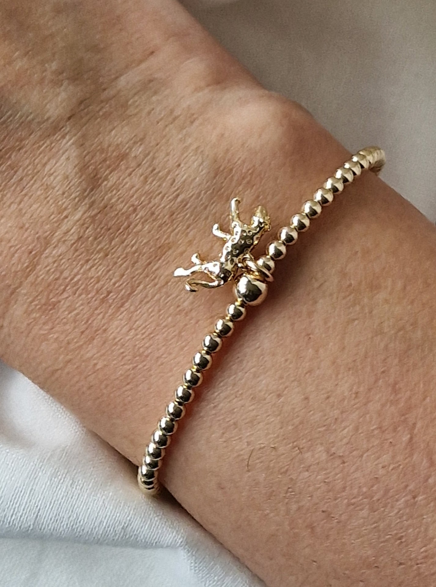 Gold Bobble Bracelet-Leopard