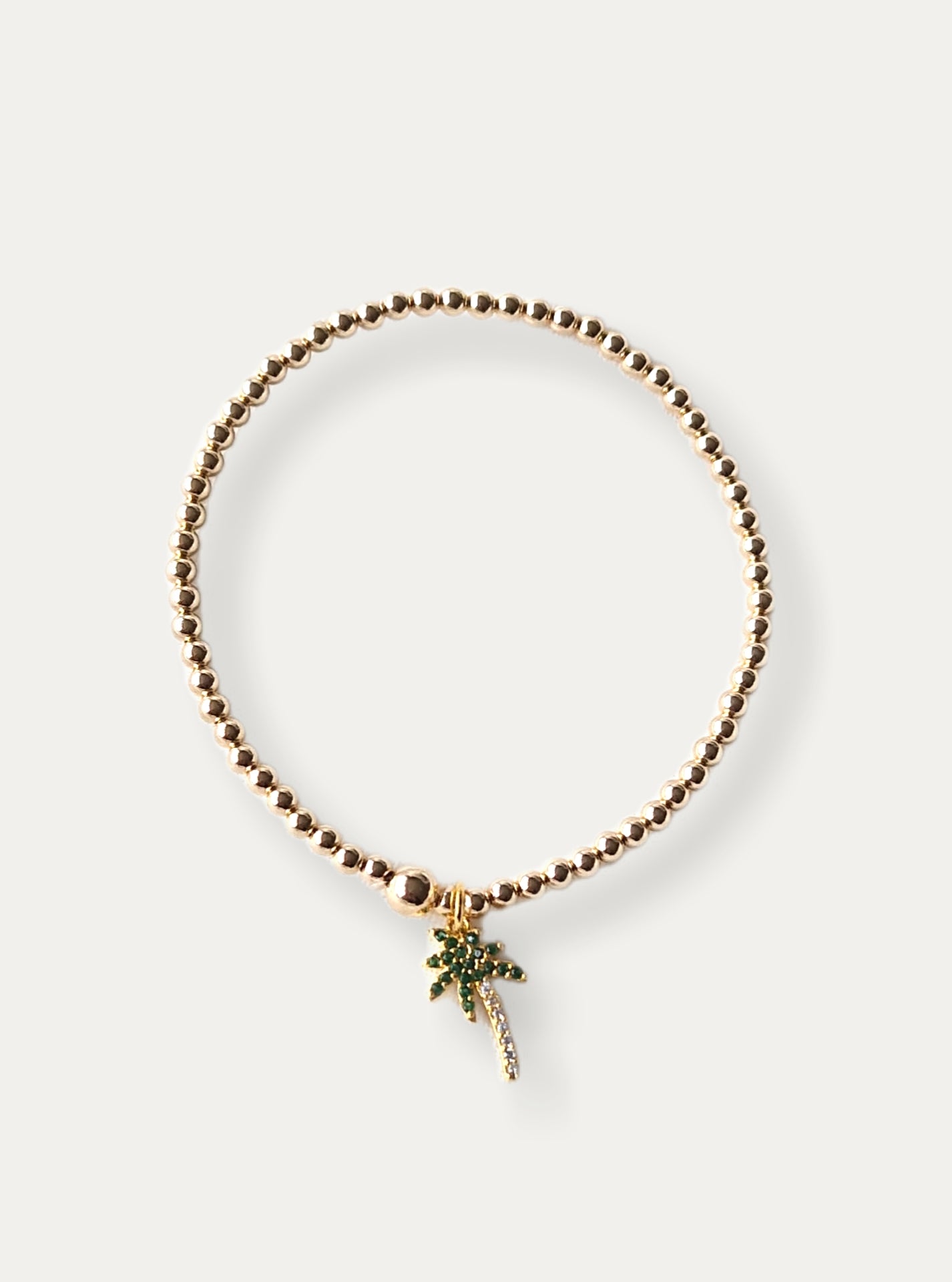 Gold Bobble Bracelet - Crystal Palm Tree