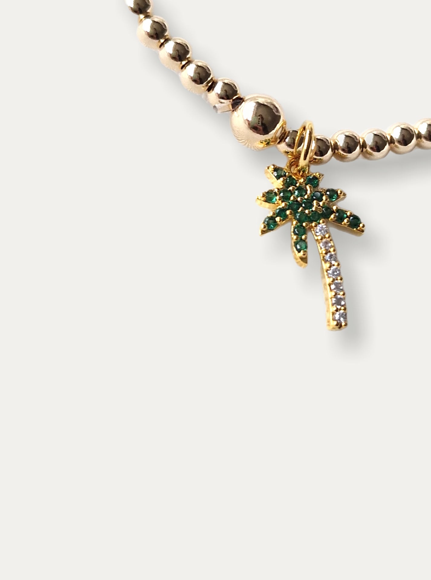 Gold Bobble Bracelet - Crystal Palm Tree
