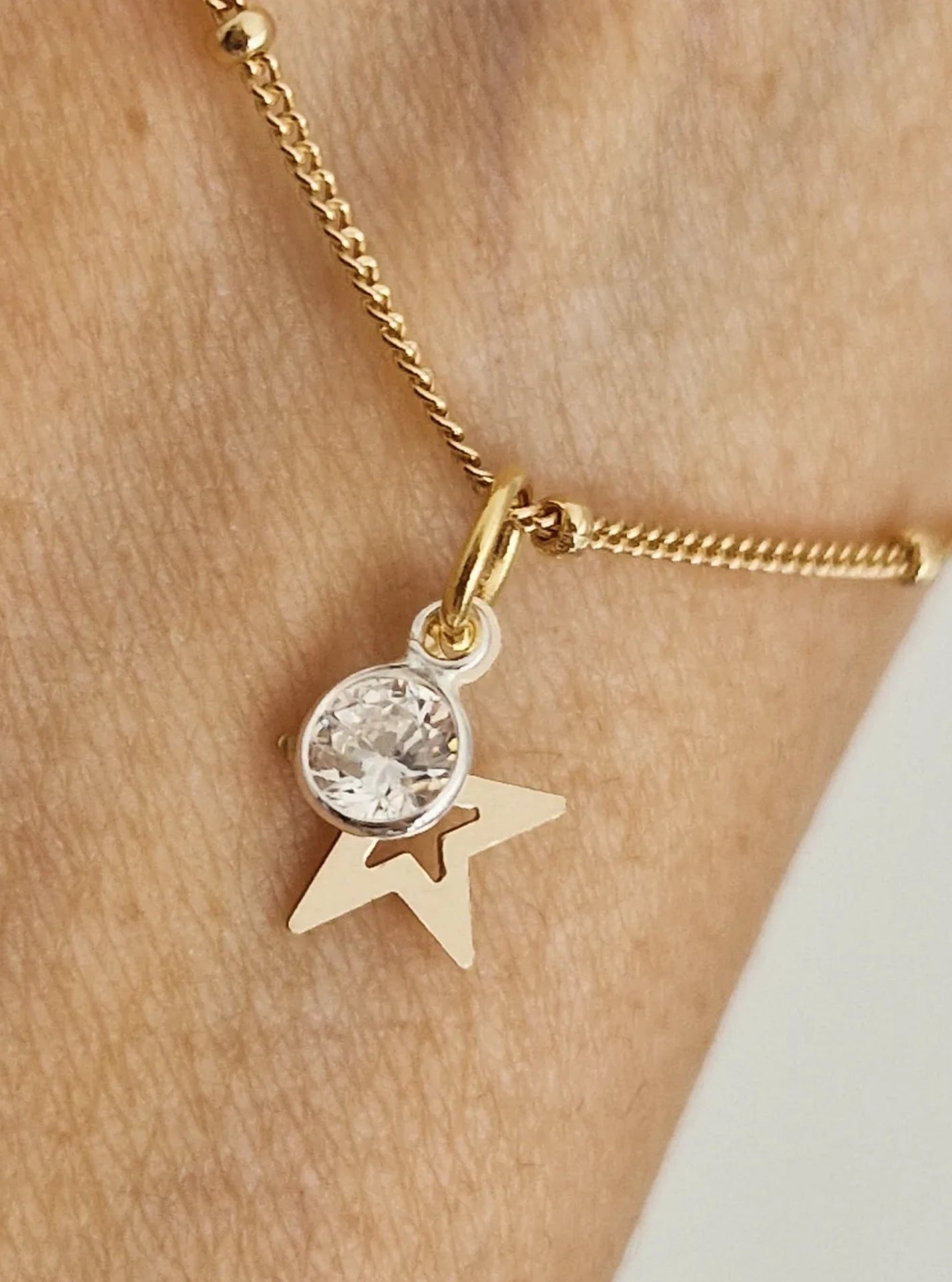Gold Chain Bracelet - Crystal Moon & Gold Star