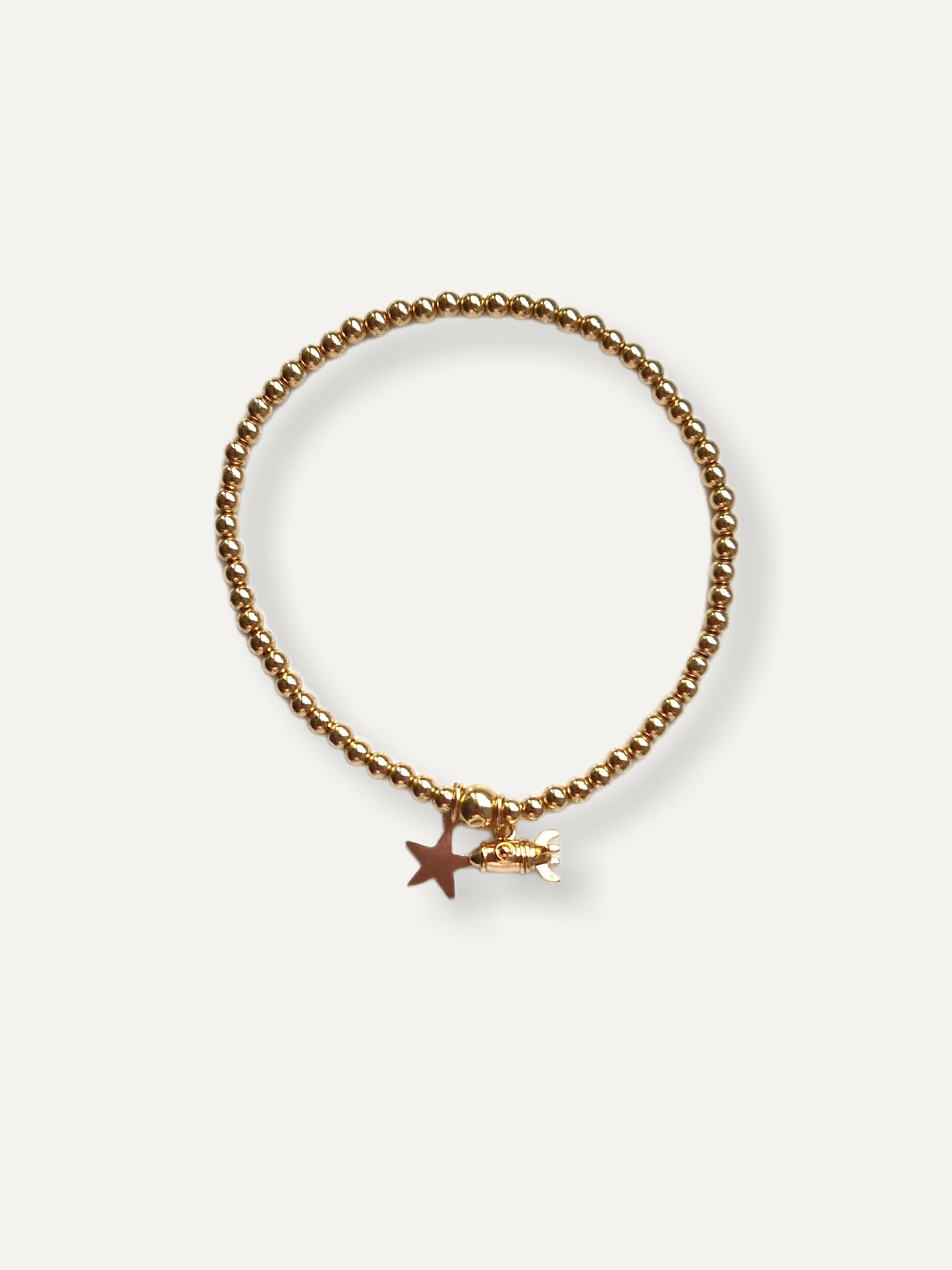 Gold Bobble Bracelet - Rocket & Star