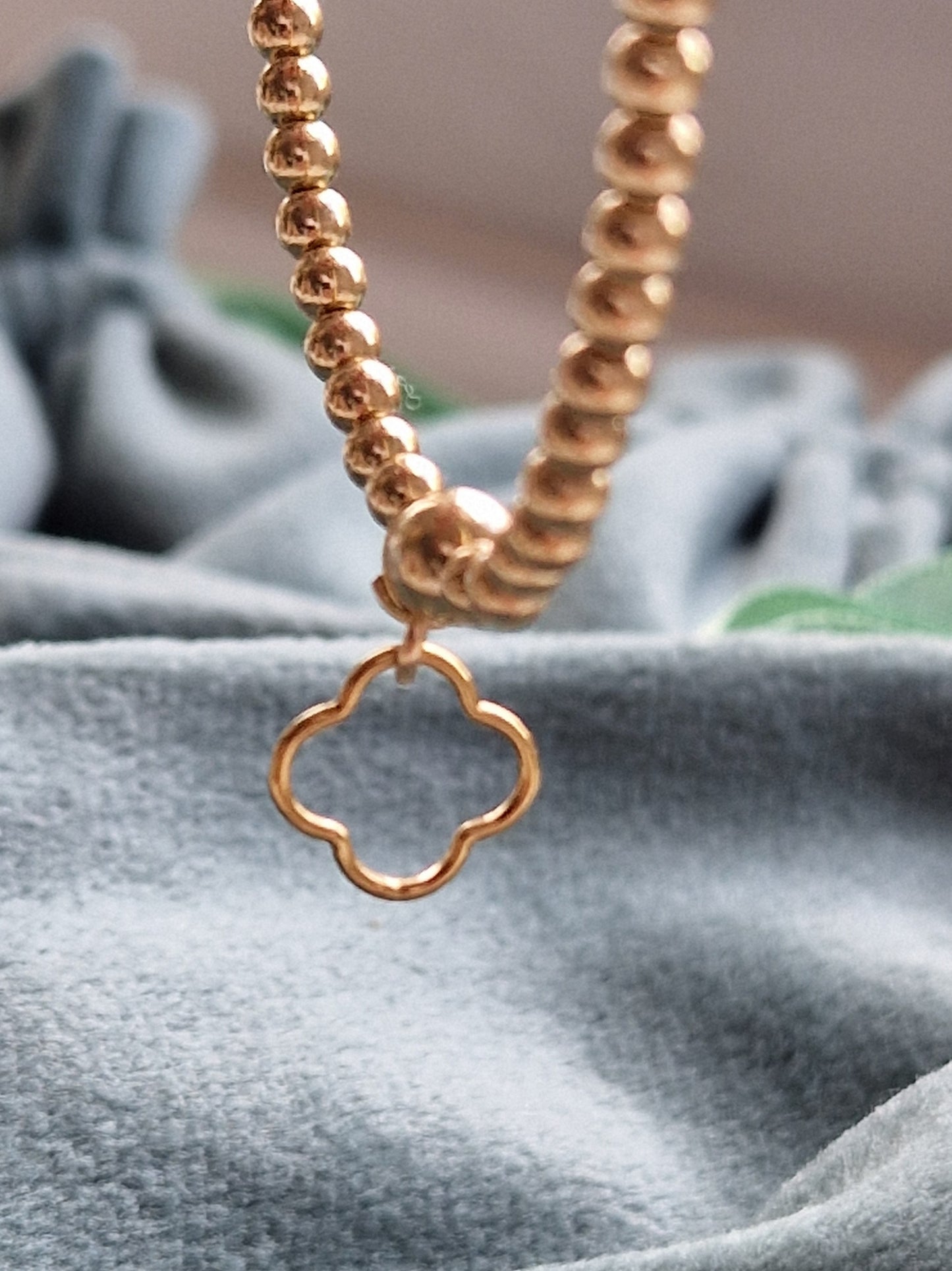 Gold Bobble Bracelet - 'Clover' Frame