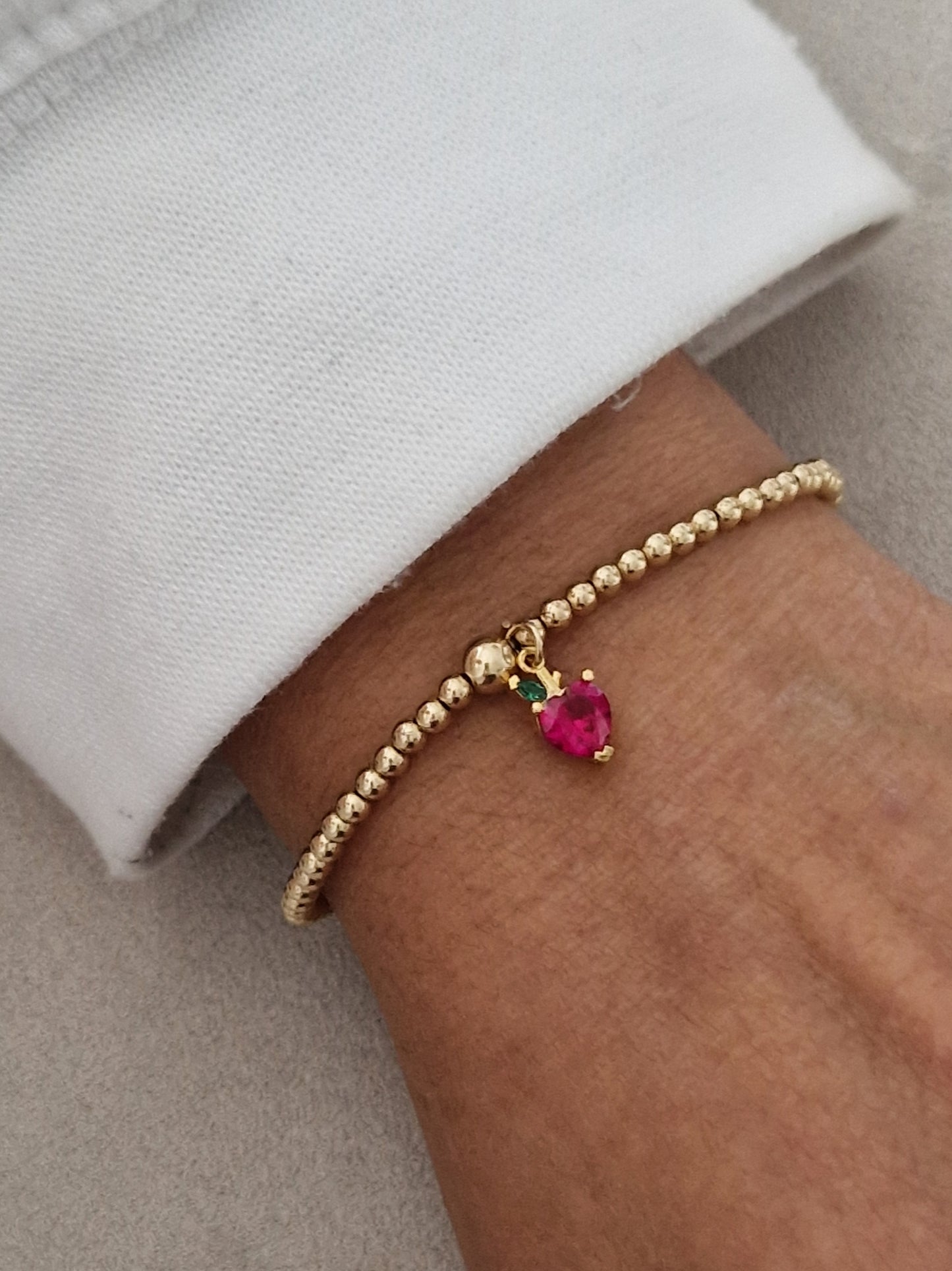 Gold Bobble Bracelet- Crystal 'Apple of my Eye'