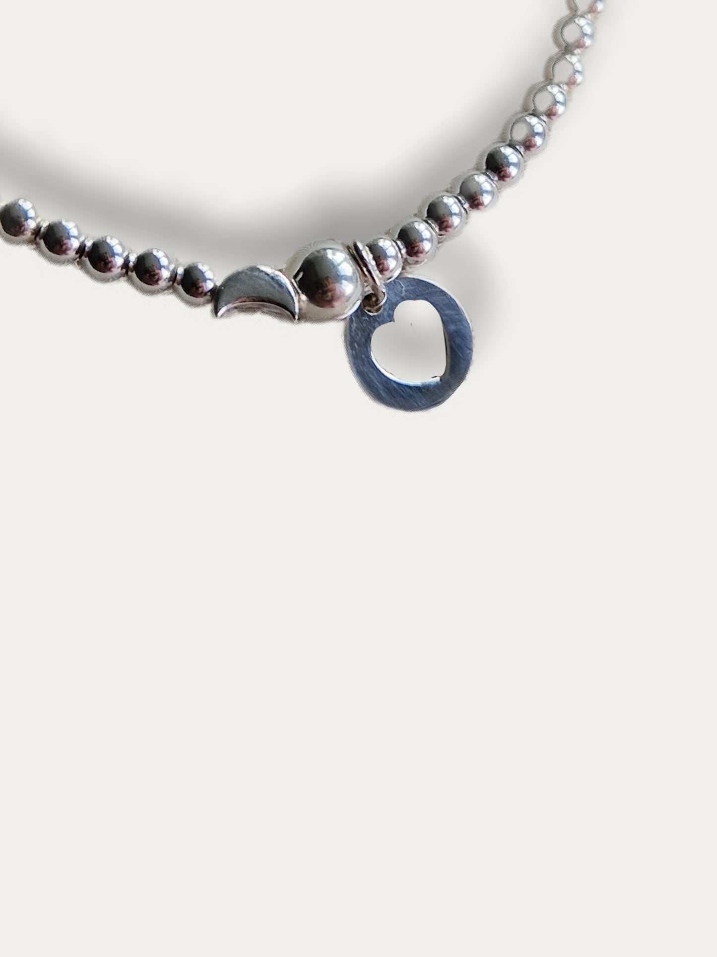 Silver Bobble Bracelet - Silver Heart Disc