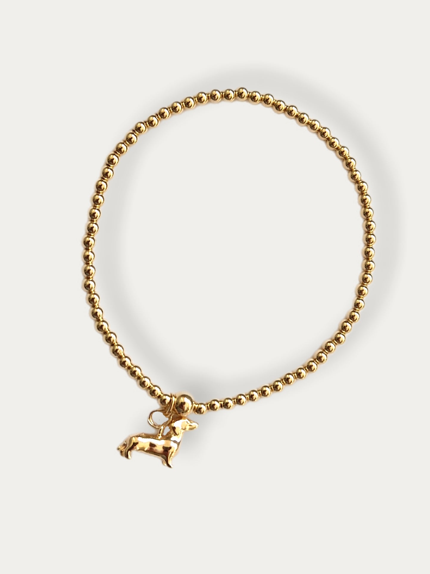 Gold Bobble Bracelet- Gold Dachshund