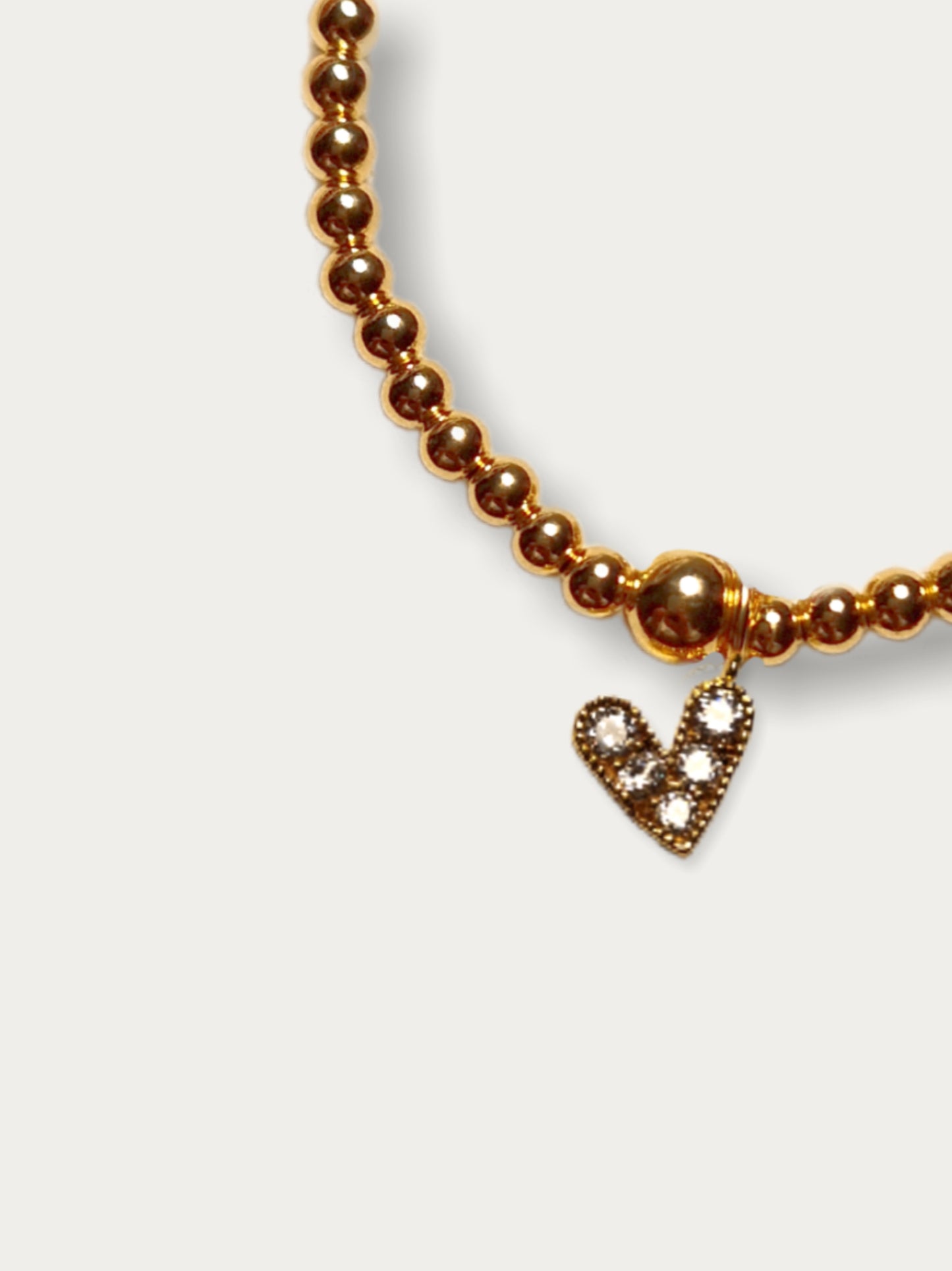 Gold Bobble Bracelet- 'Crystal Heart (various colours)