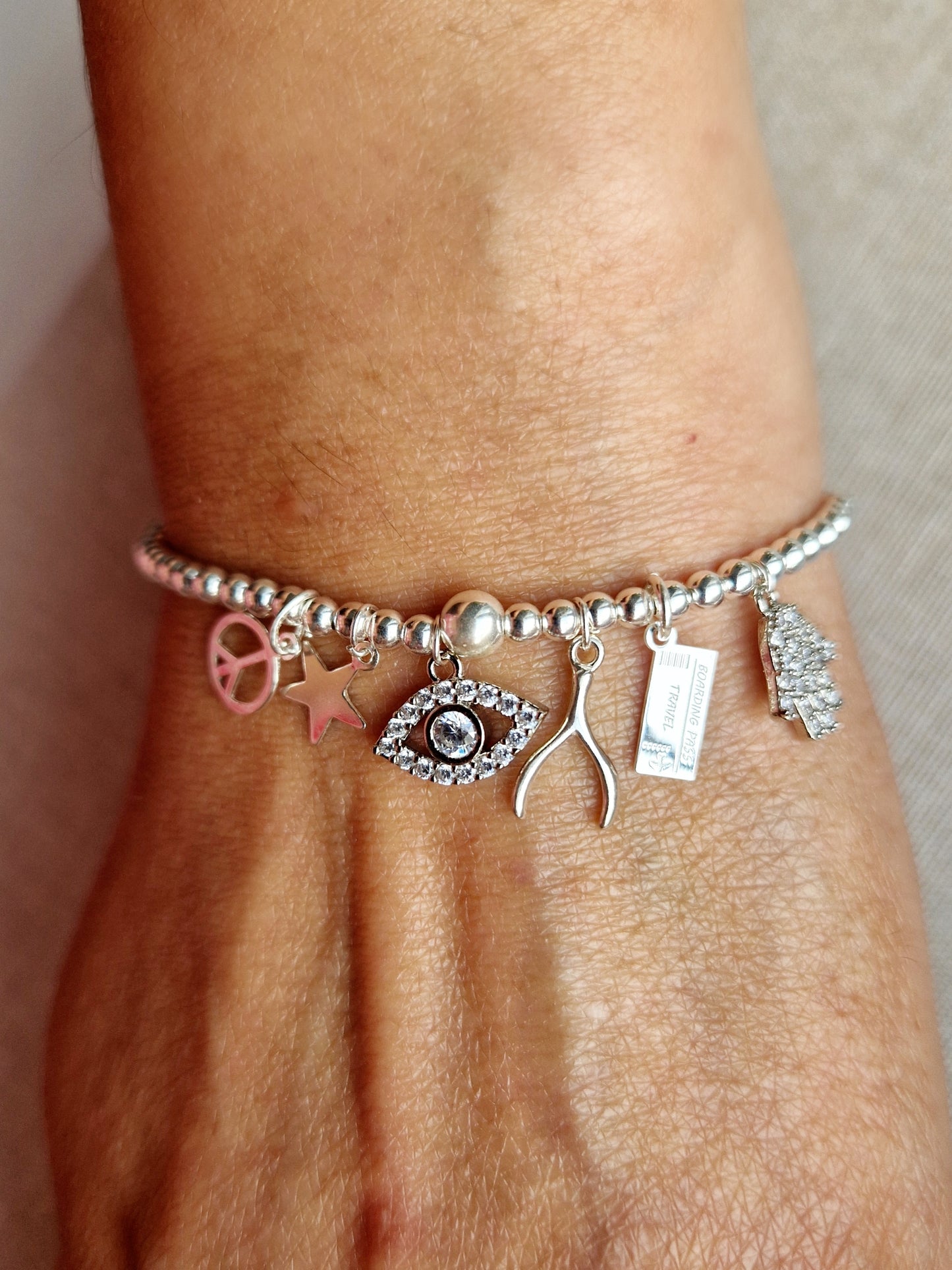 Silver Bobble Bracelet - 6 Charms