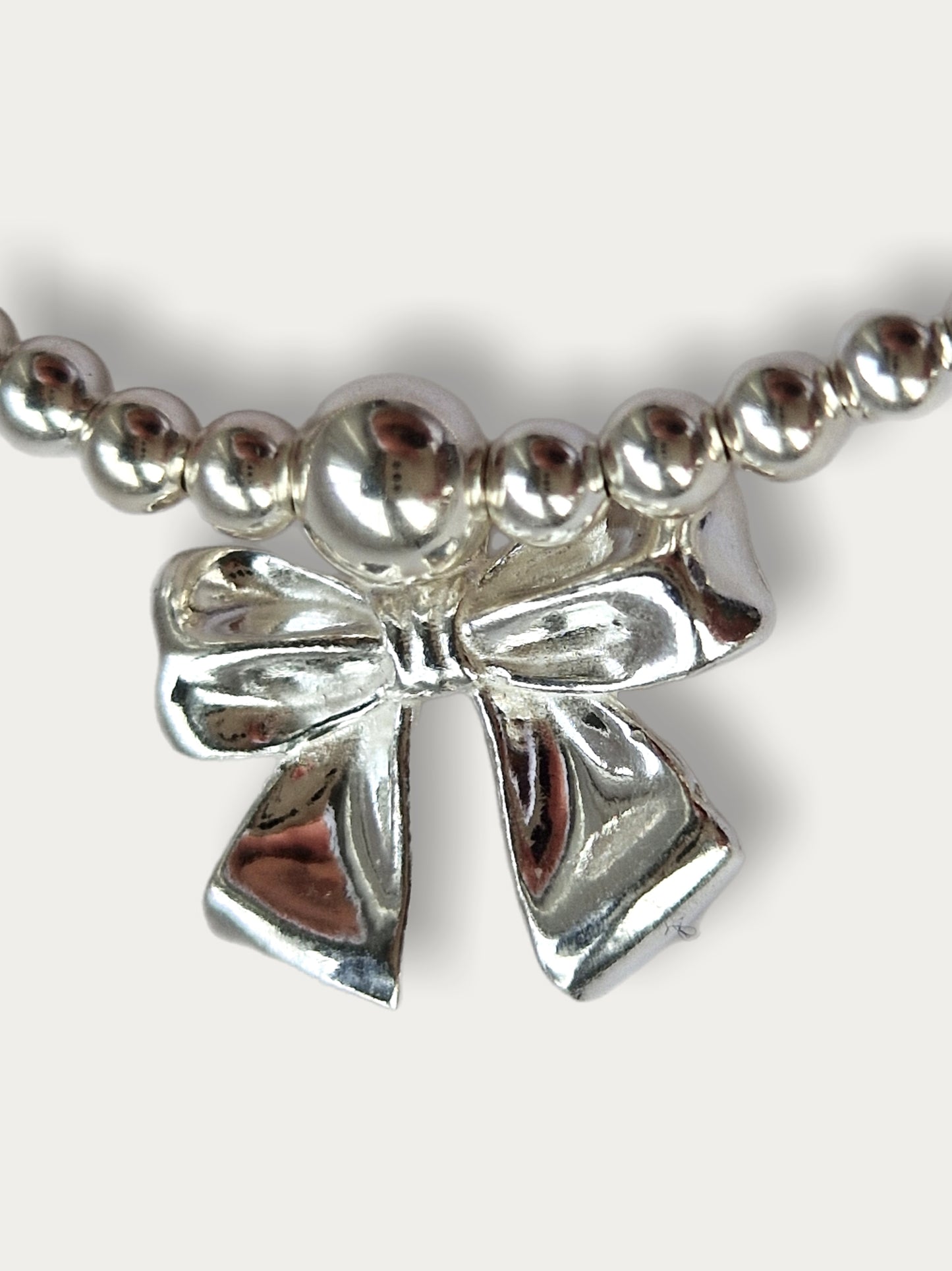 Silver Bobble Bracelet - Bow