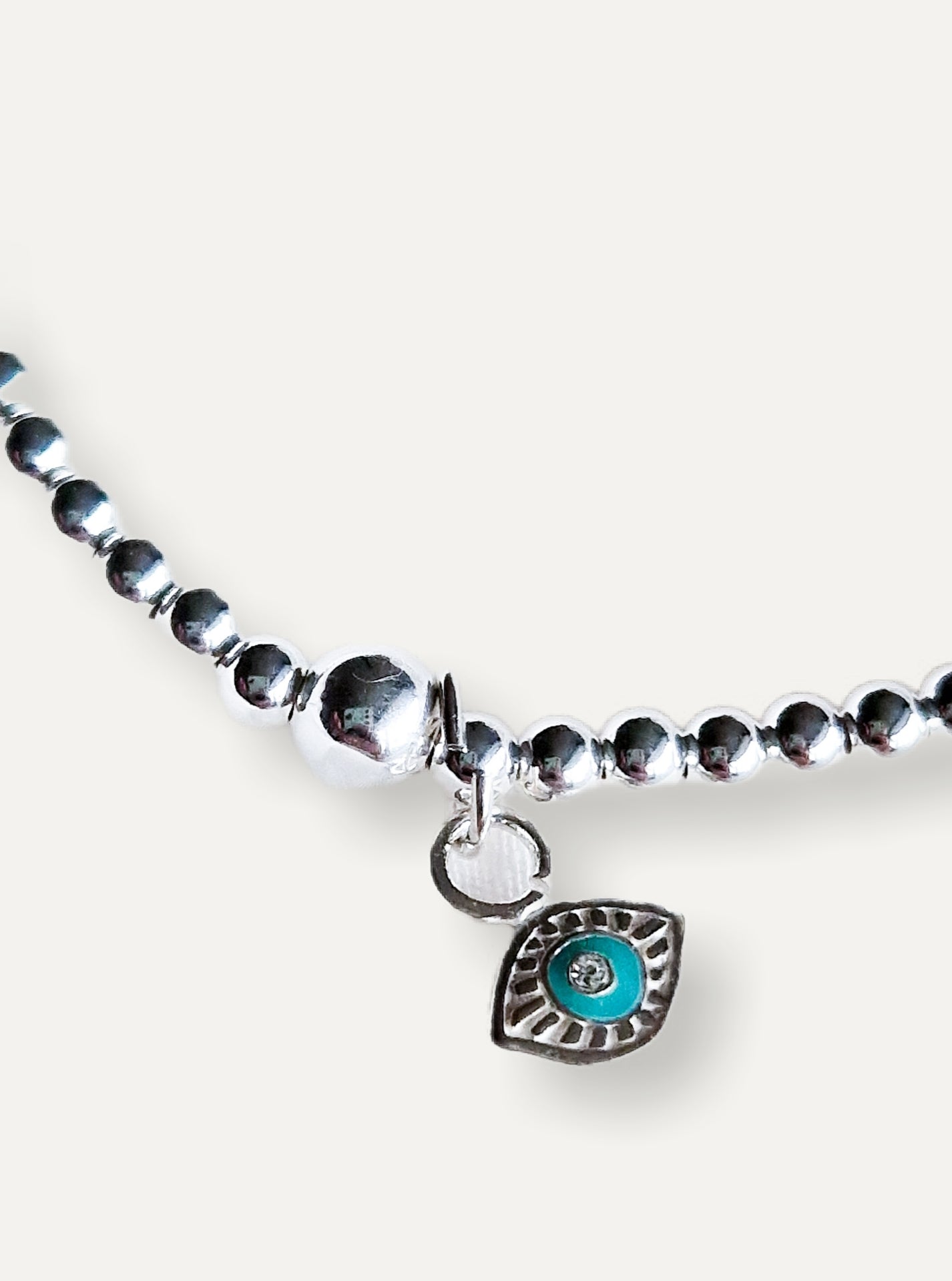 Silver Bobble Bracelet - Turquoise Eye
