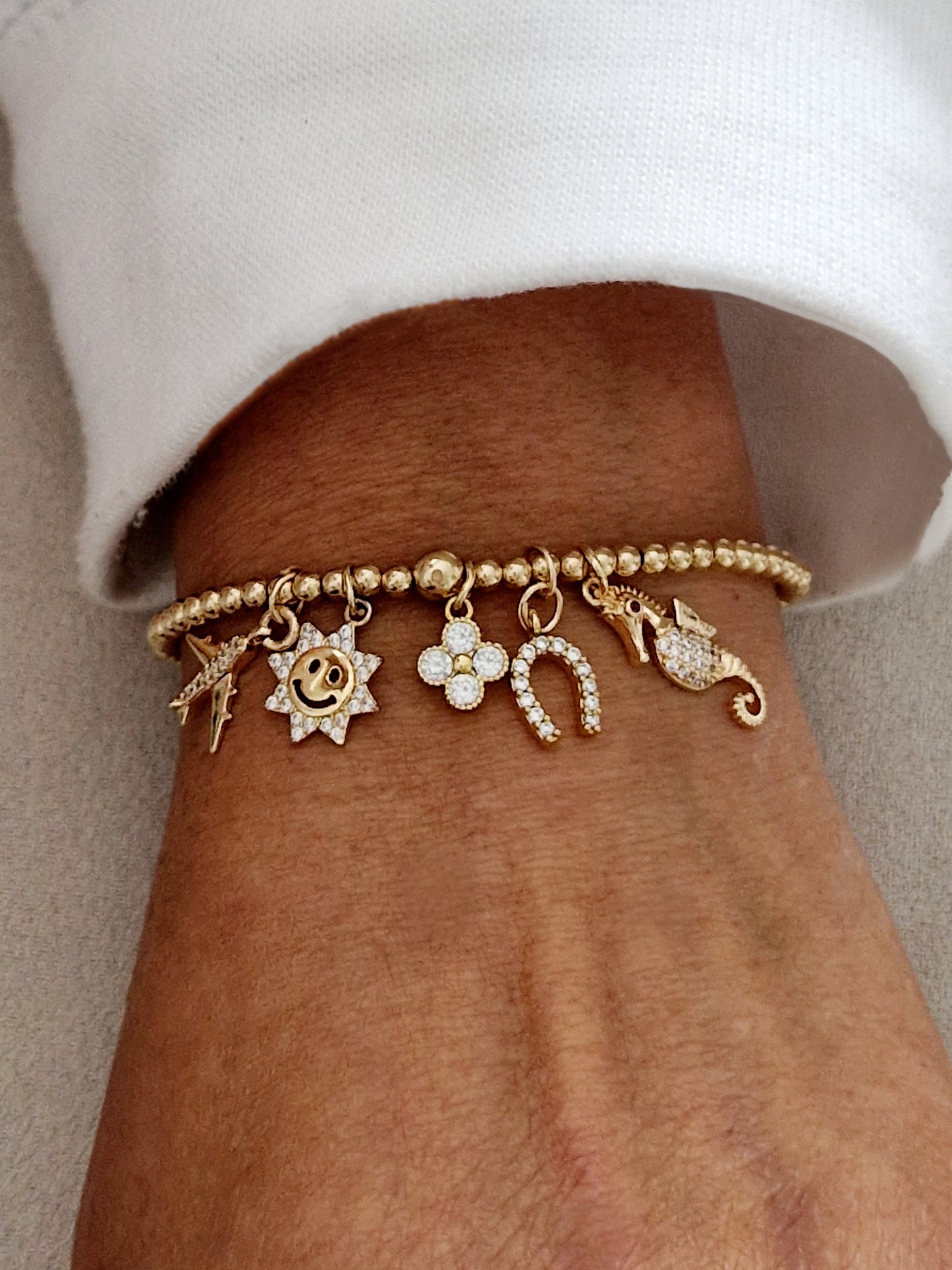 Gold Charm Bracelet - Sparkle & Crystal Charms