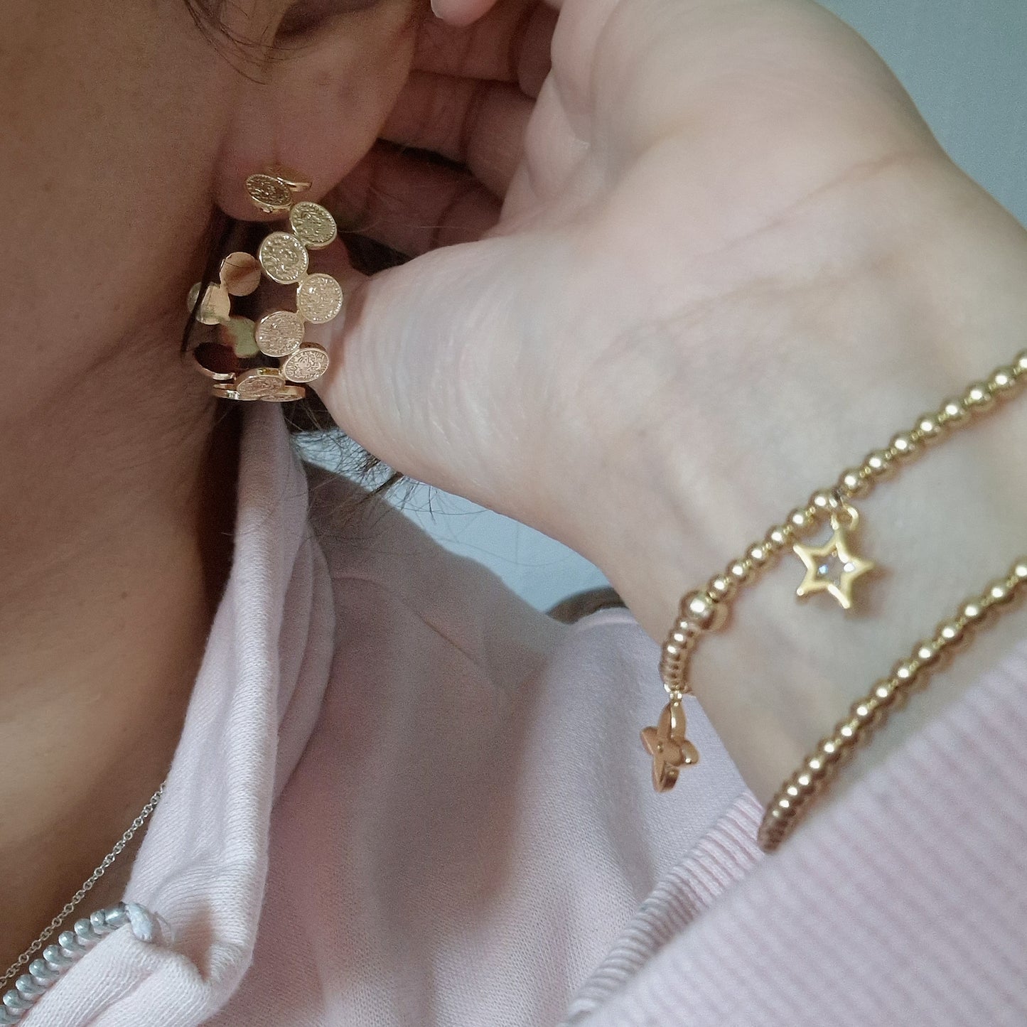 Gold 'Coin' Hoops