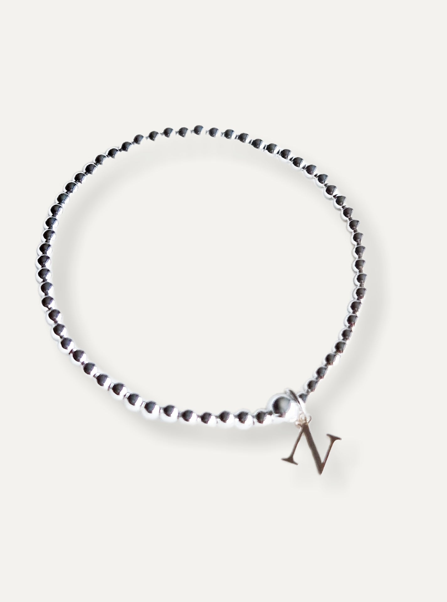 Silver Bobble Bracelet - Silver Initial