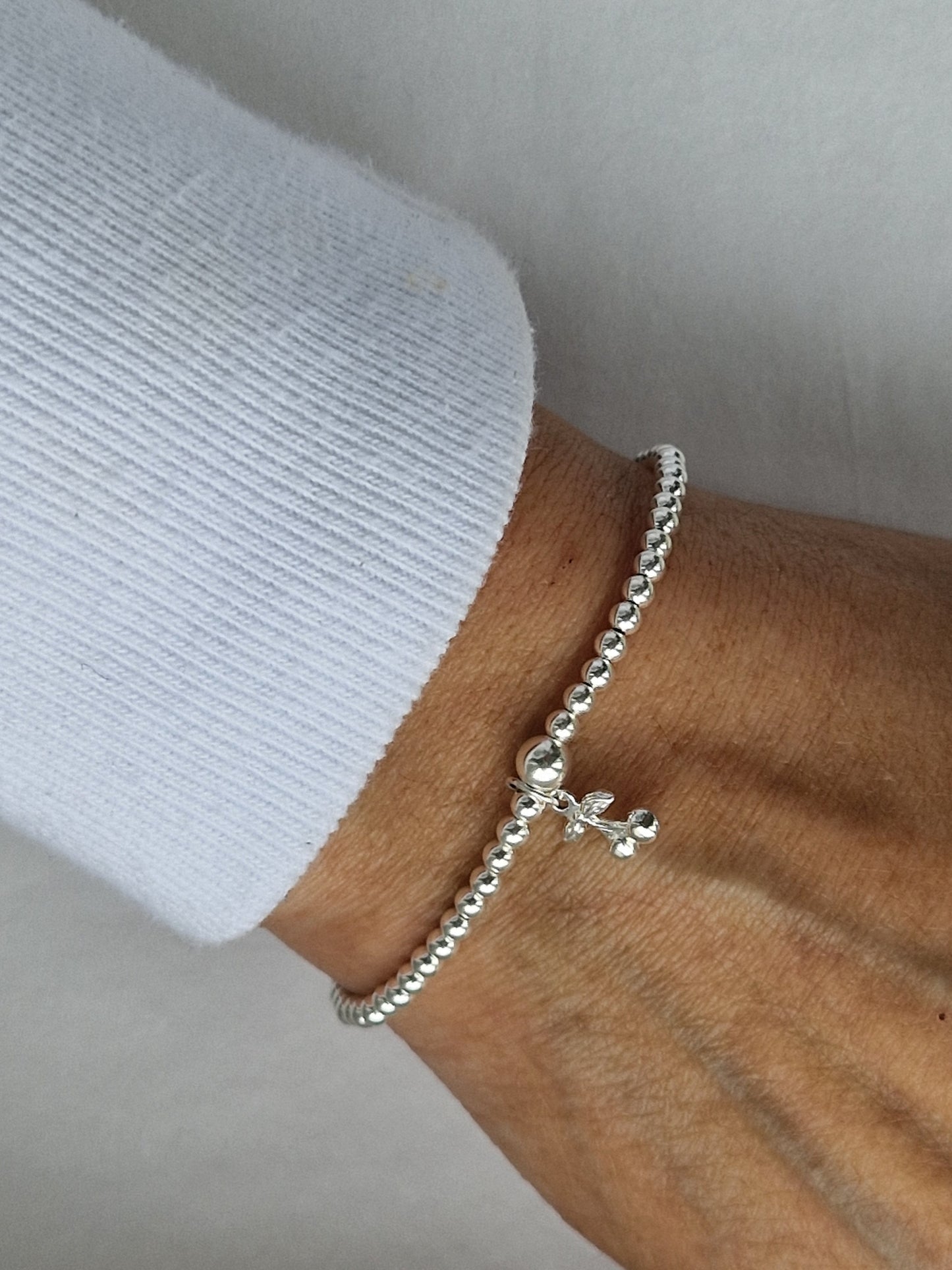 Silver Bobble Bracelet - Cherries