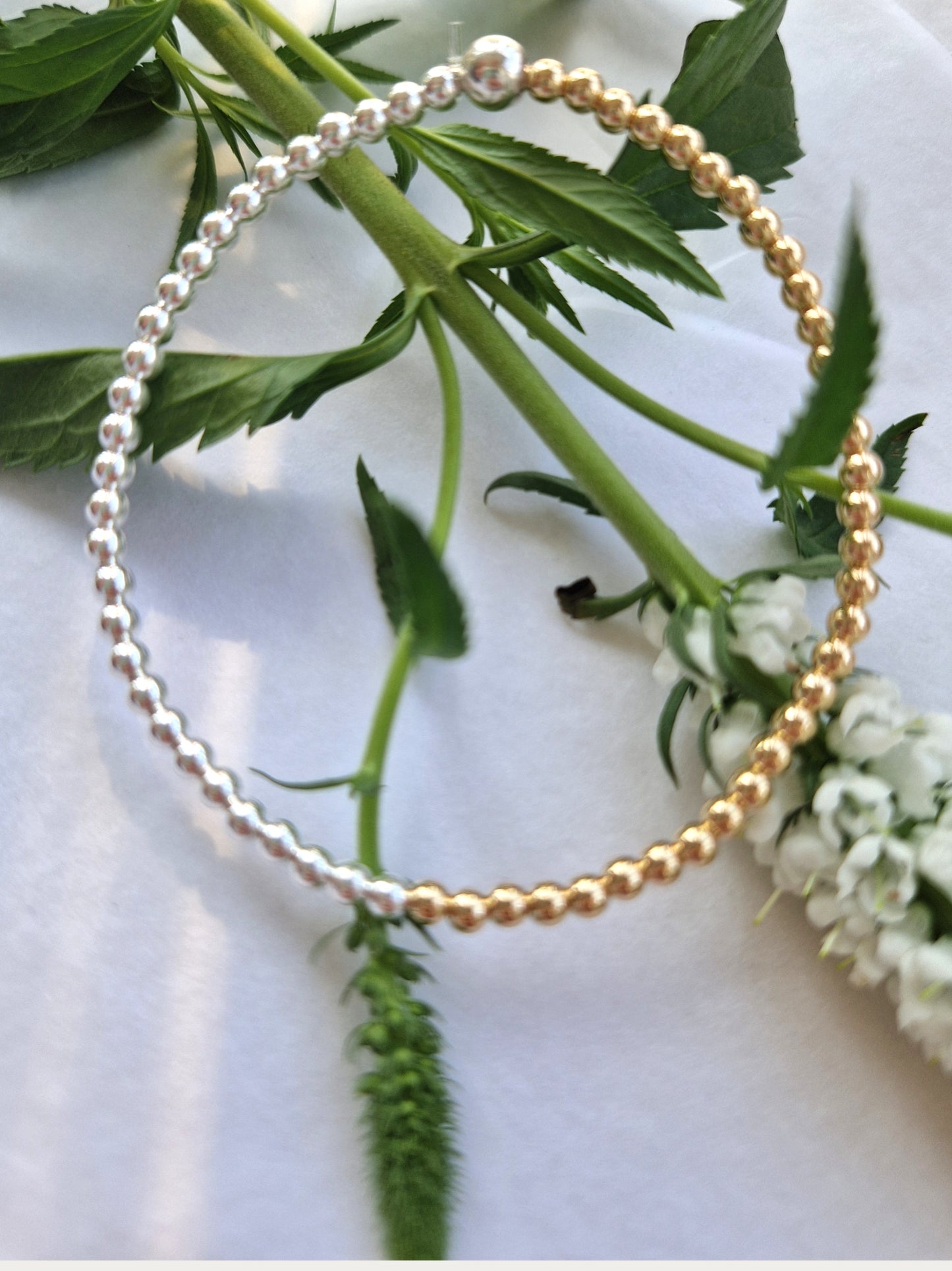 50/50 Gold & Silver Bobble Bracelet - Plain