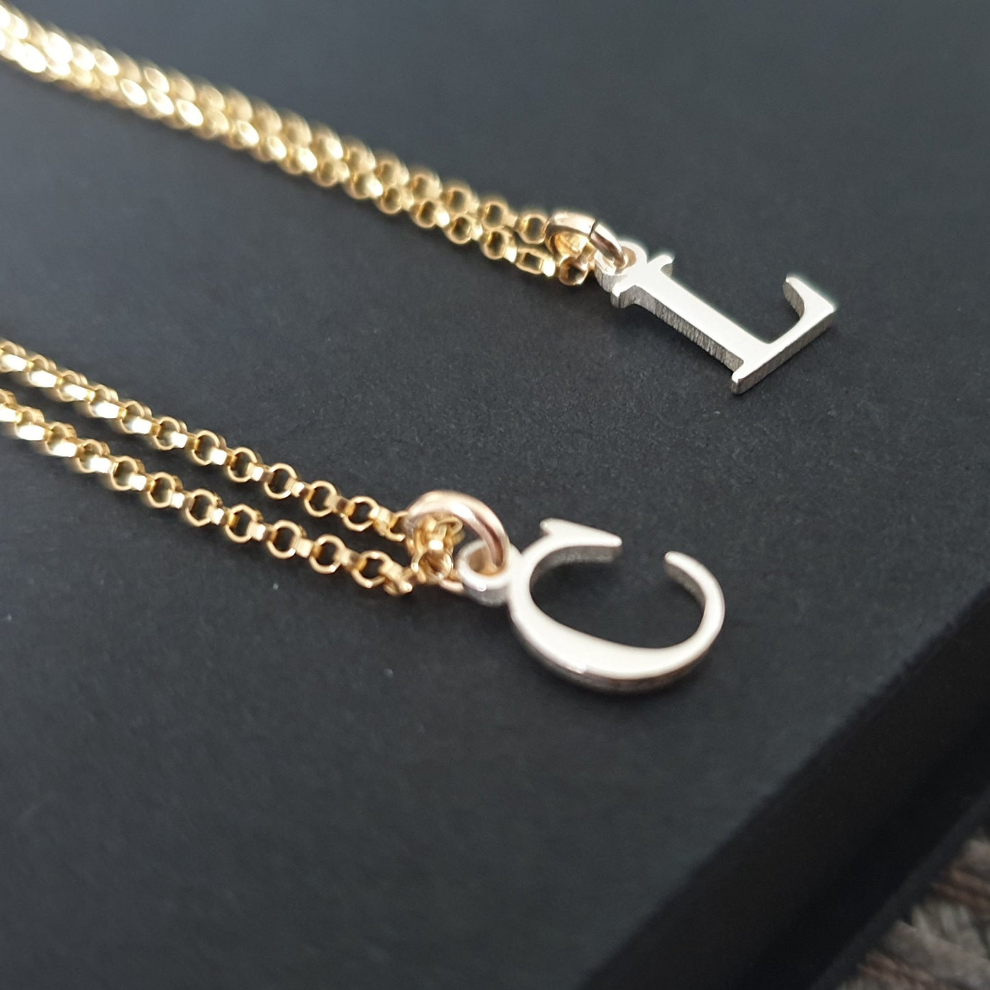 Gold Necklace - Silver Initials