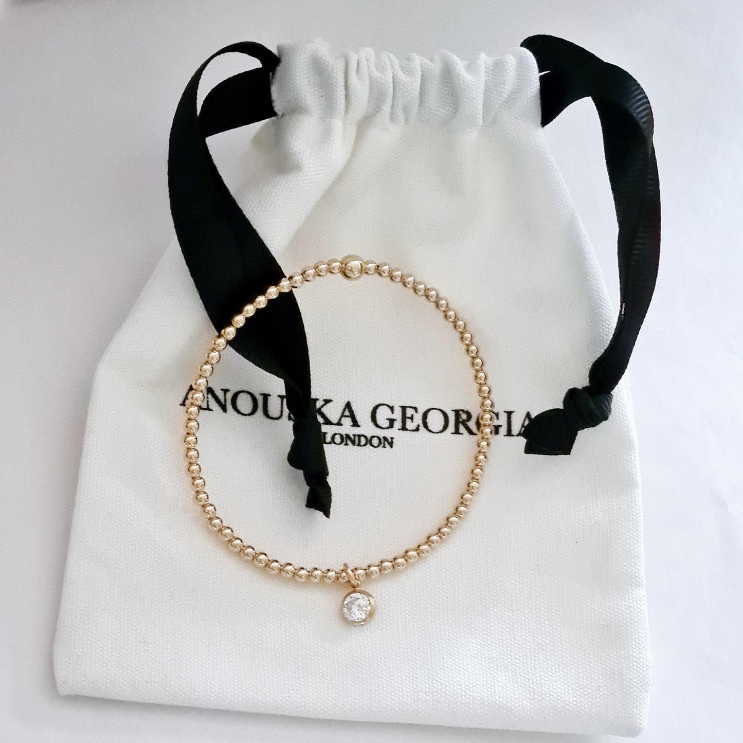 Gold Bobble Bracelet - Crystal Drop
