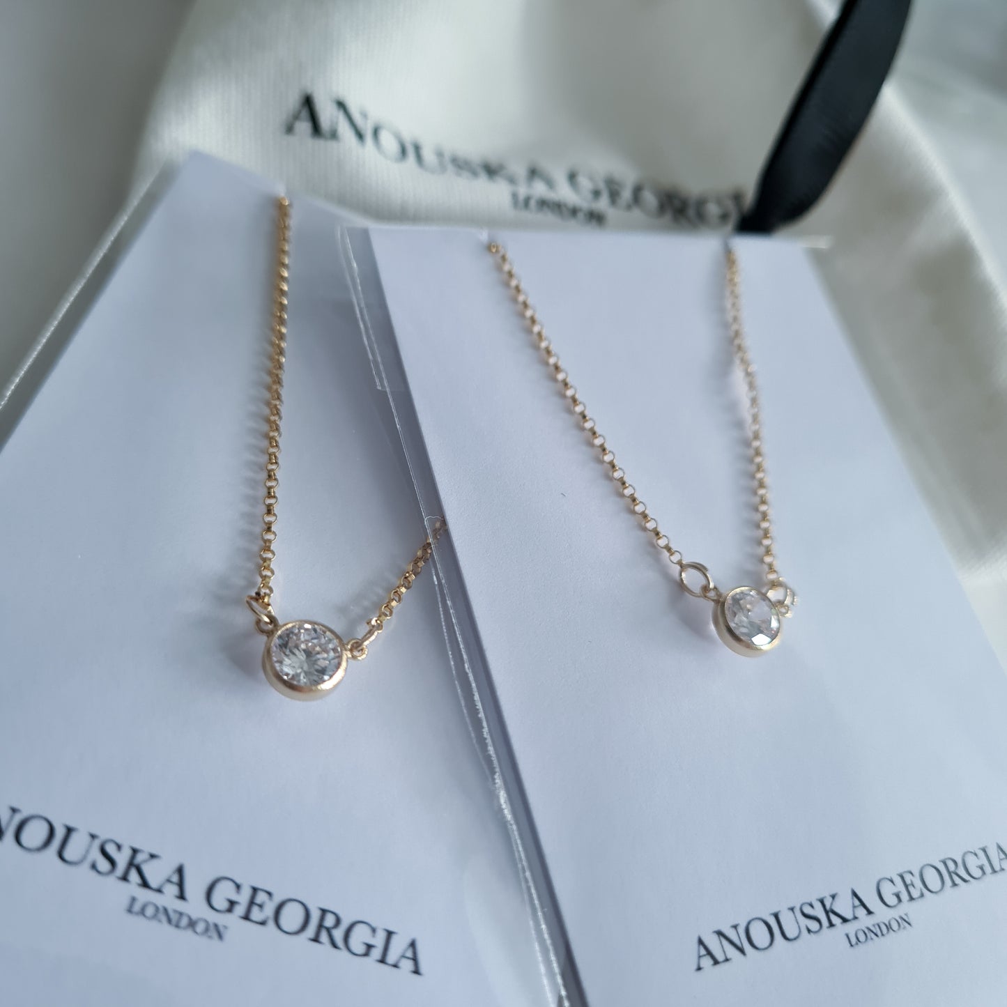 Gold Necklace - Crystal Pendant