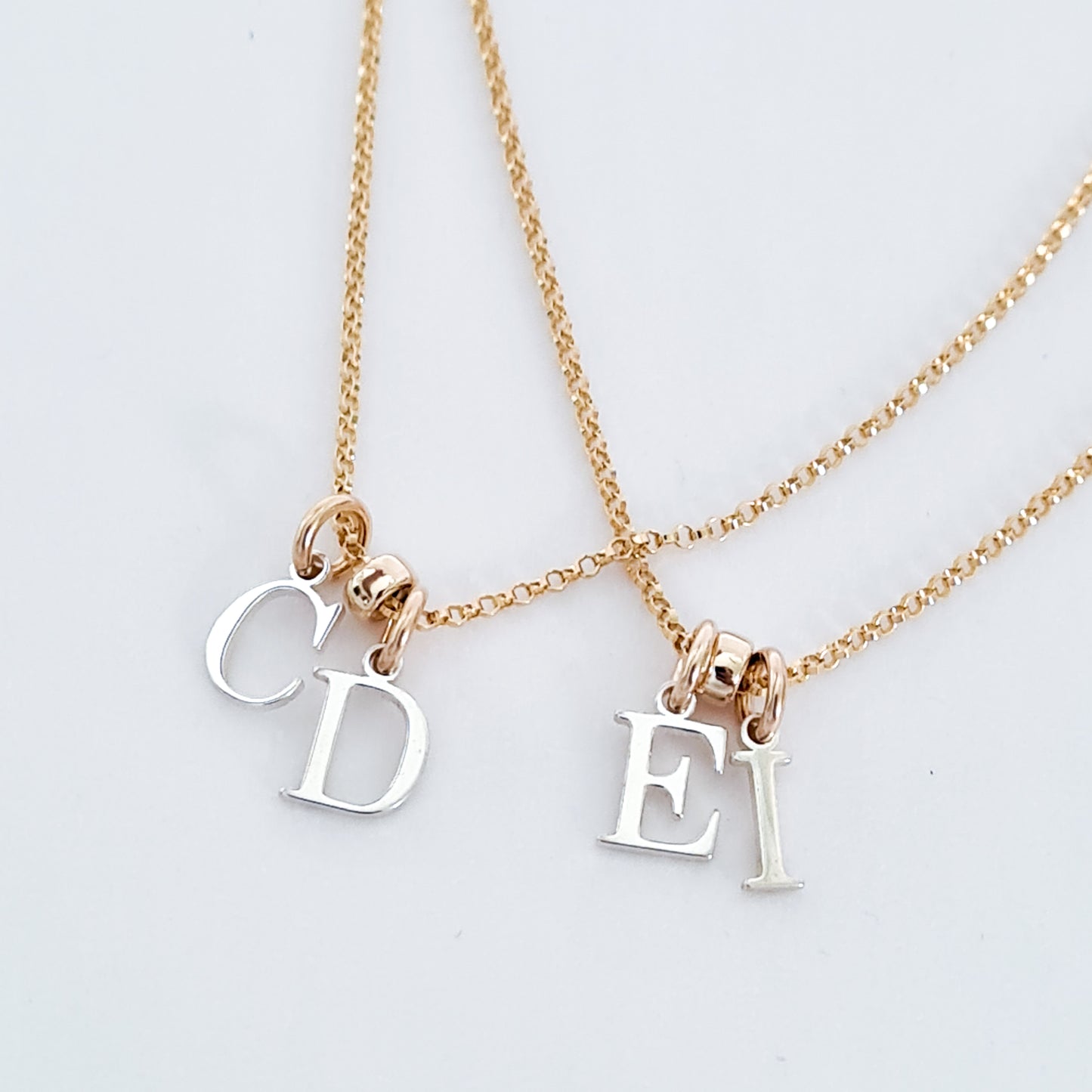 Gold Necklace - Silver Initials