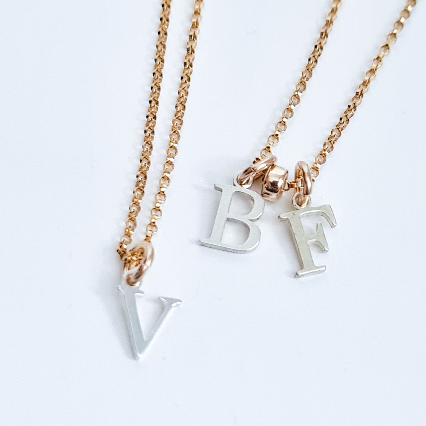 Gold Necklace - Silver Initials
