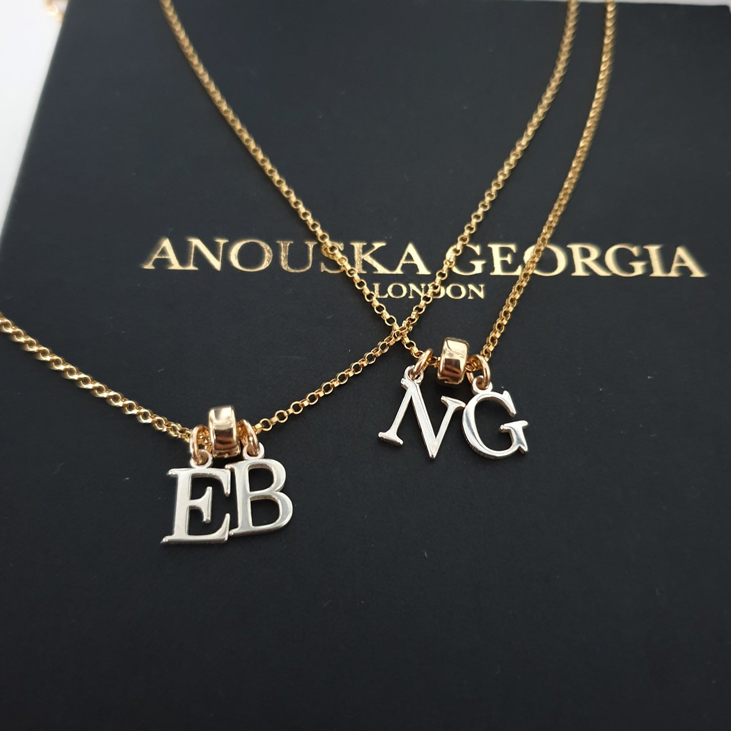 Gold Necklace - Silver Initials