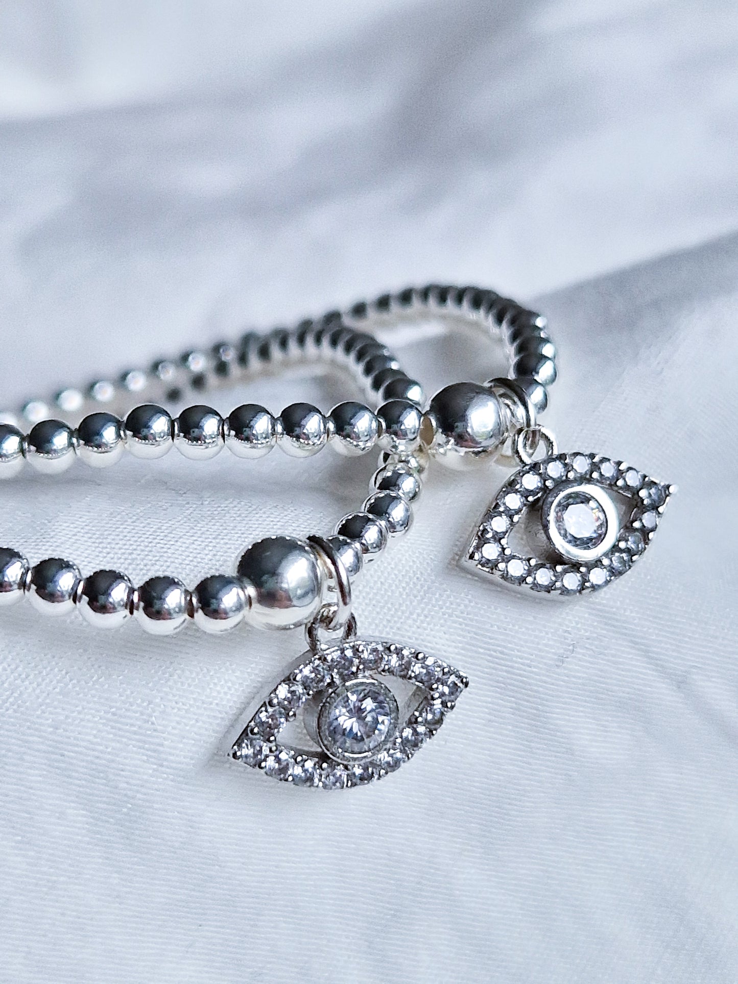Silver Bobble Bracelet - Crystal Eye