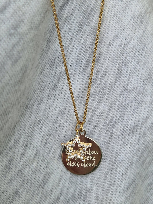 Silver & Gold 'Be a Rainbow....' Gold Crystal Star Necklace