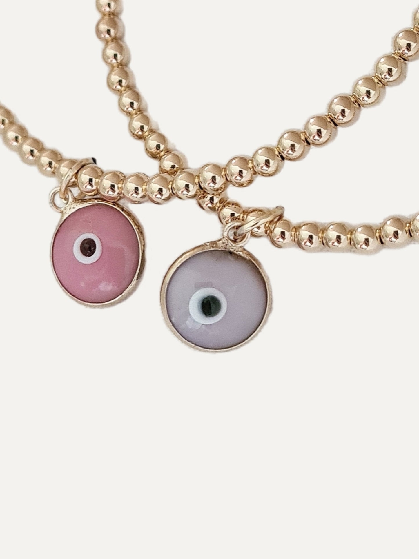 Gold Bobble Bracelet - Colourful Evil Eye