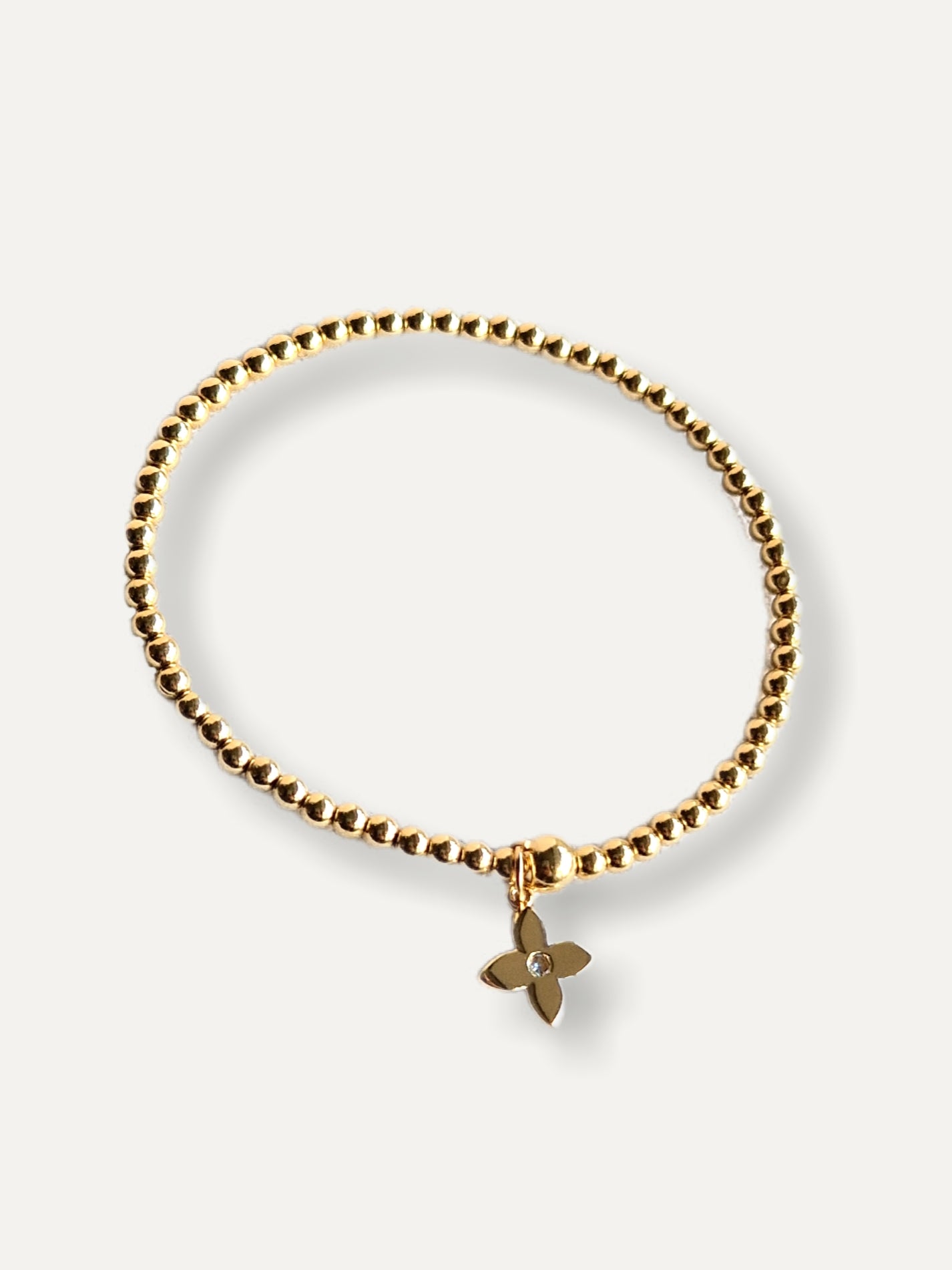 Gold Bobble Bracelet - Gold Crystal Flower