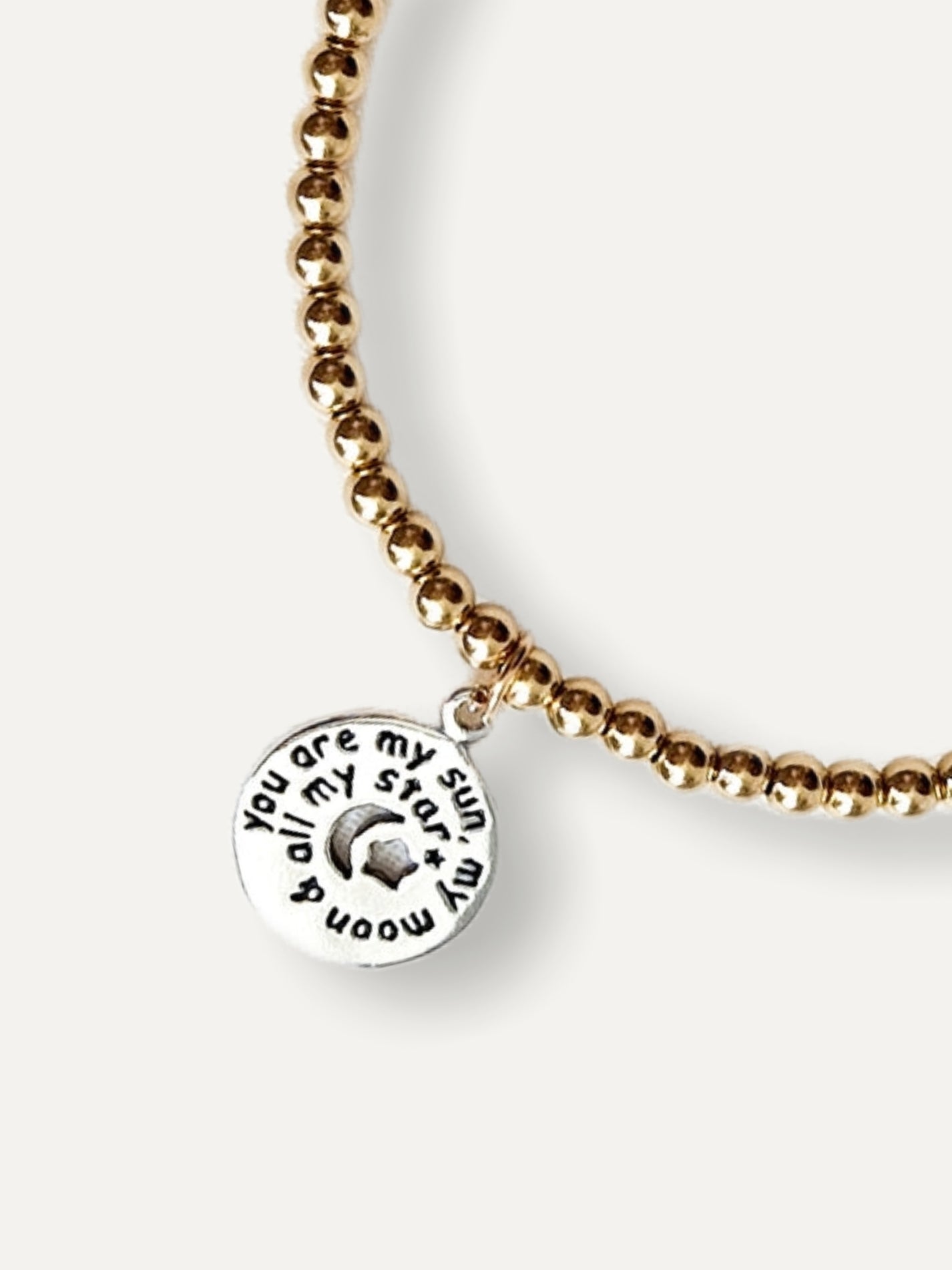 Gold Bobble Bracelet - Silver Love Charm