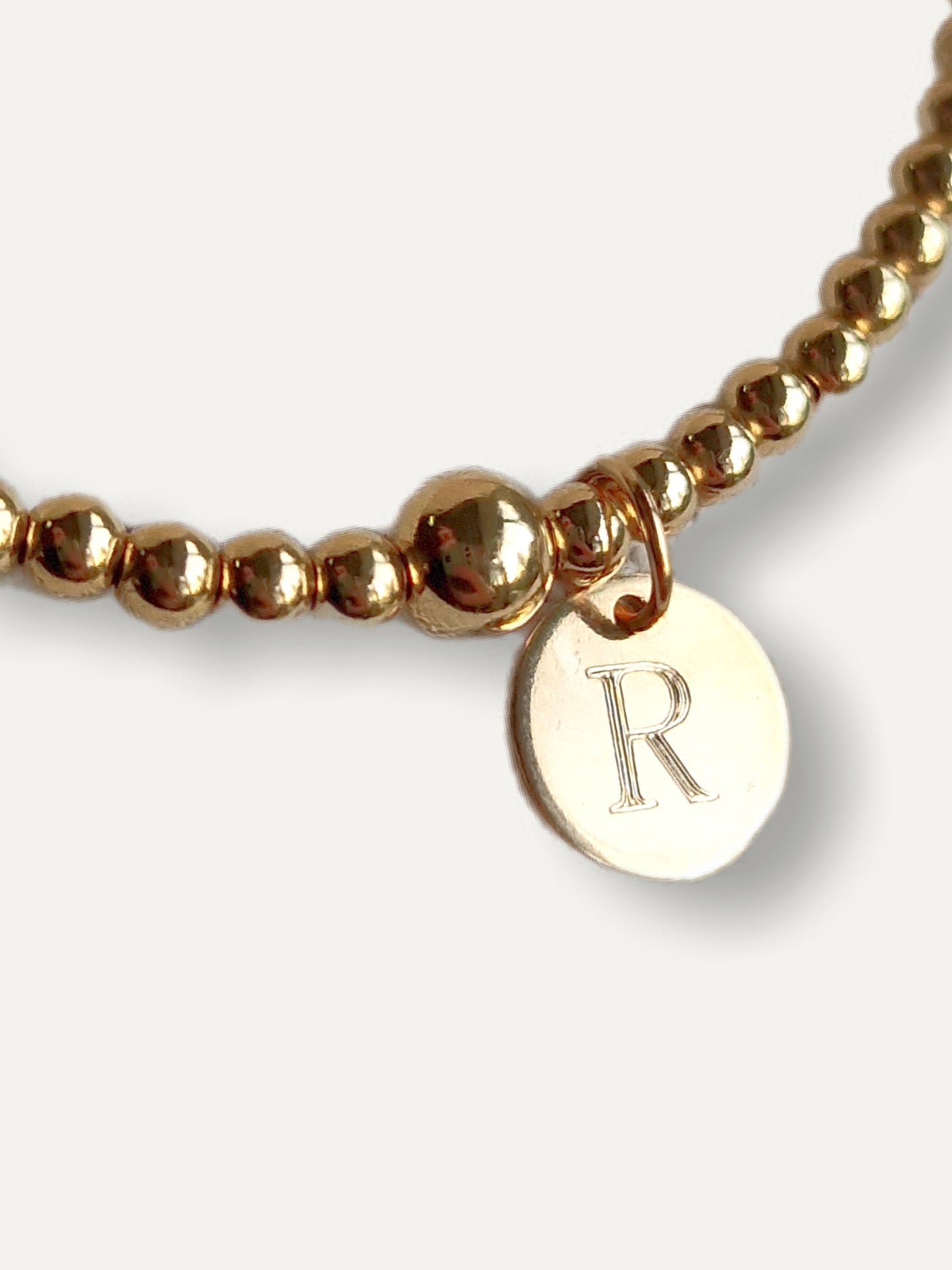 Gold Bobble Bracelet - Gold Engraved Disc