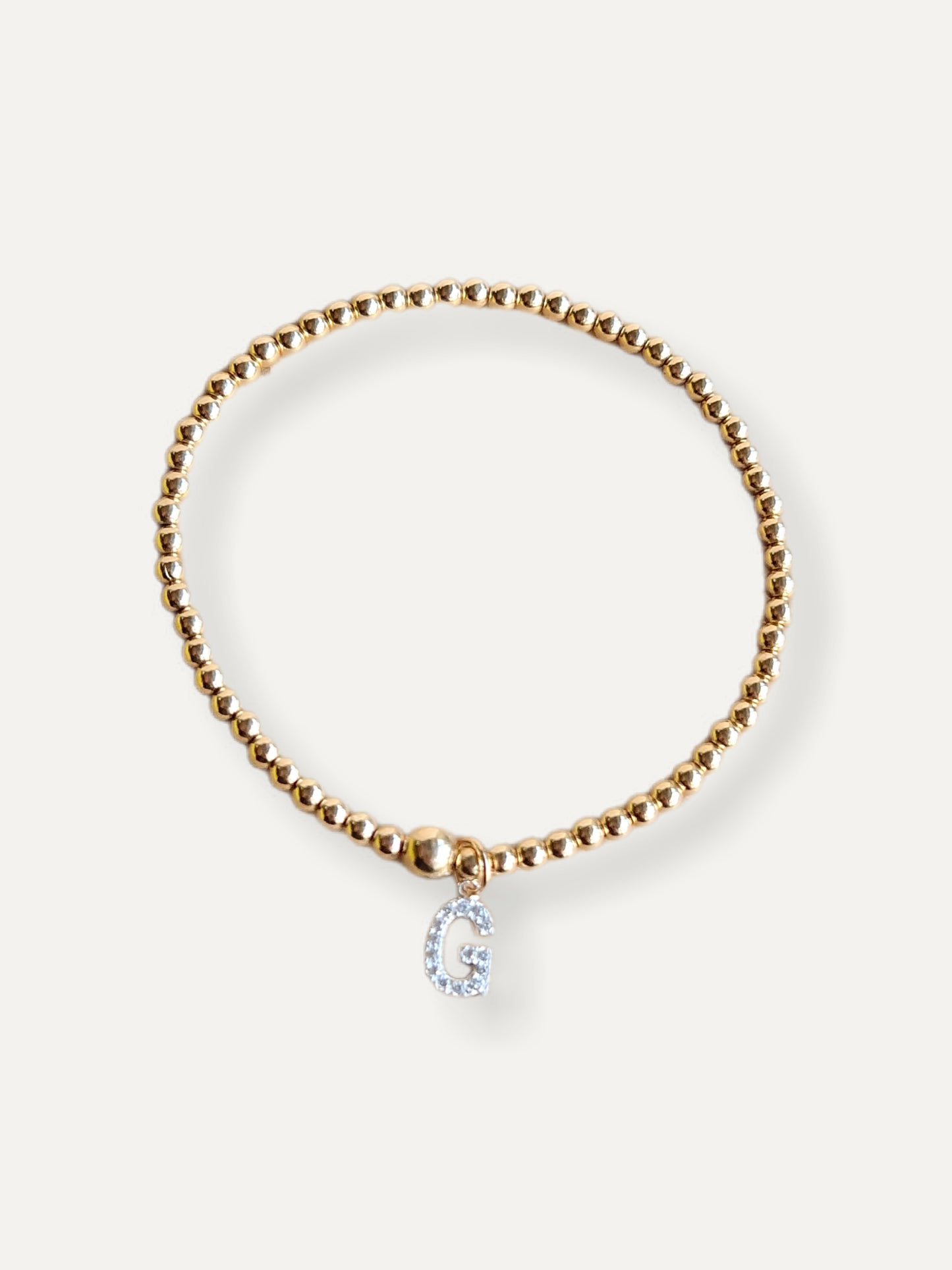 Gold Bobble Bracelet - Silver Crystal Initials