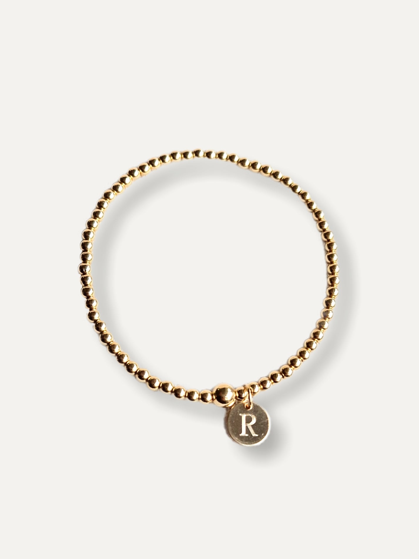 Gold Bobble Bracelet - Gold Engraved Disc